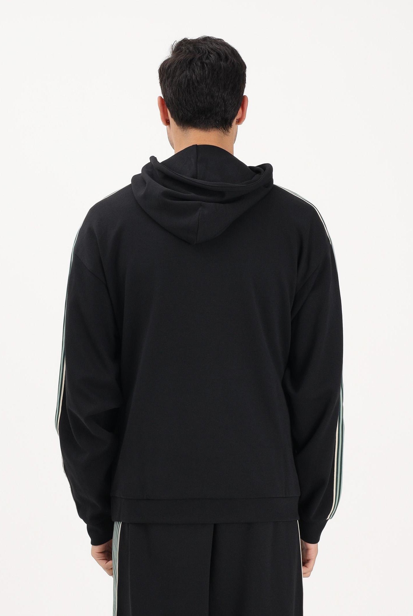 EA7 Felpa con cappuccio nera da uomo rifinita da dettaglio in gros con righe bicolore 7M001508AF12660 UC001 EA7