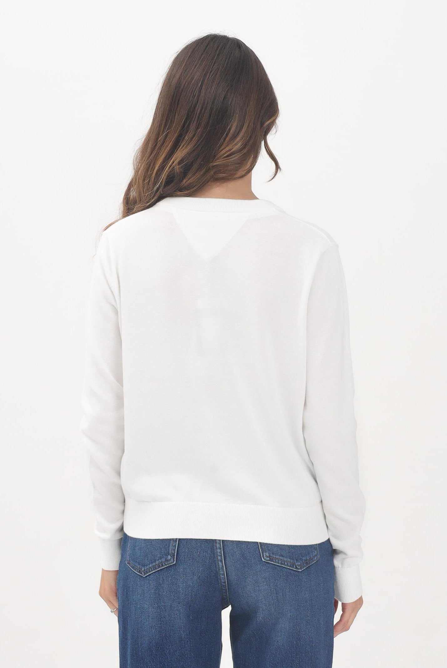 TOMMY JEANS Maglioncino bianco da donna con logo DW0DW19888YBL . TOMMY JEANS