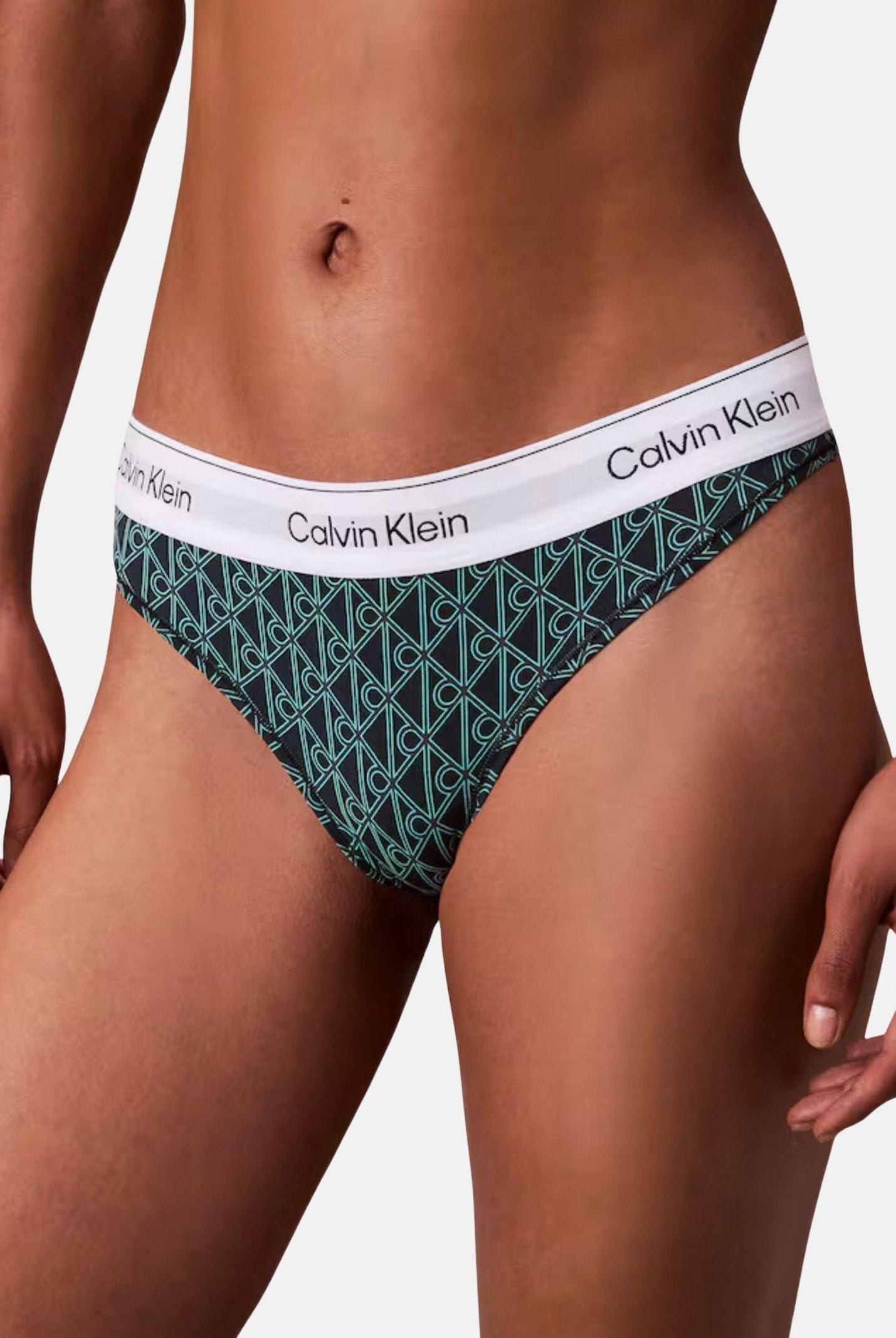 CALVIN KLEIN Perizoma verde da donna con monogramma CK LV00QF8518 2QD CALVIN KLEIN