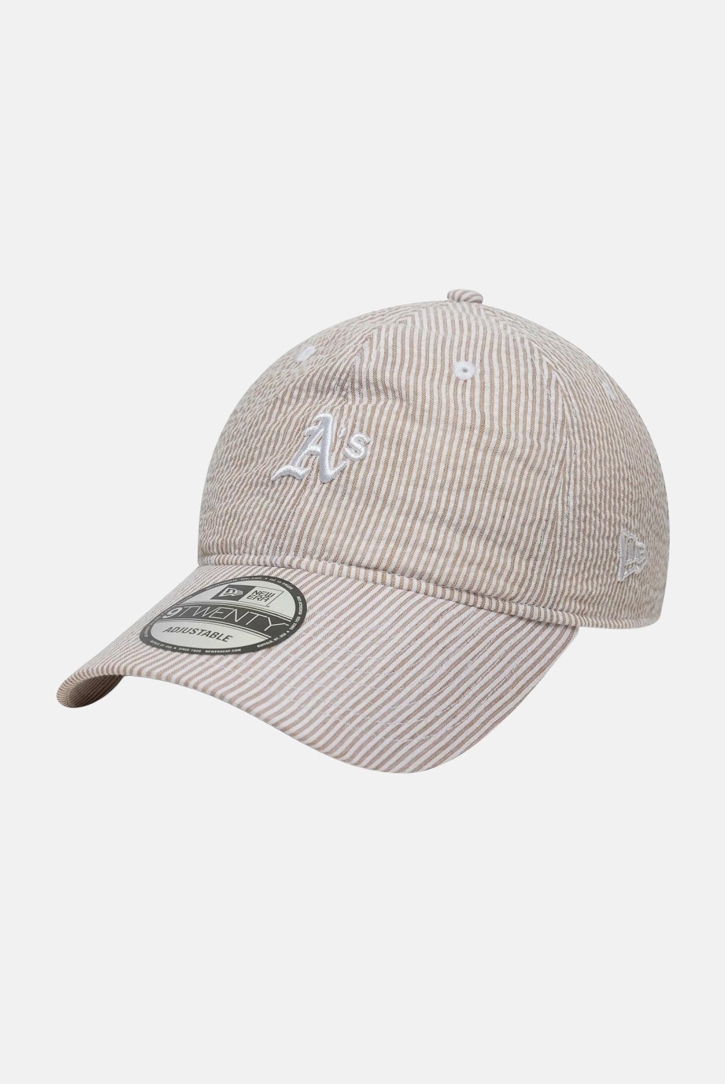 NEW ERA Cappello con visiera 9TWENTY Athletics MLB Seersucker beige per uomo e donna 60667565 . NEW ERA