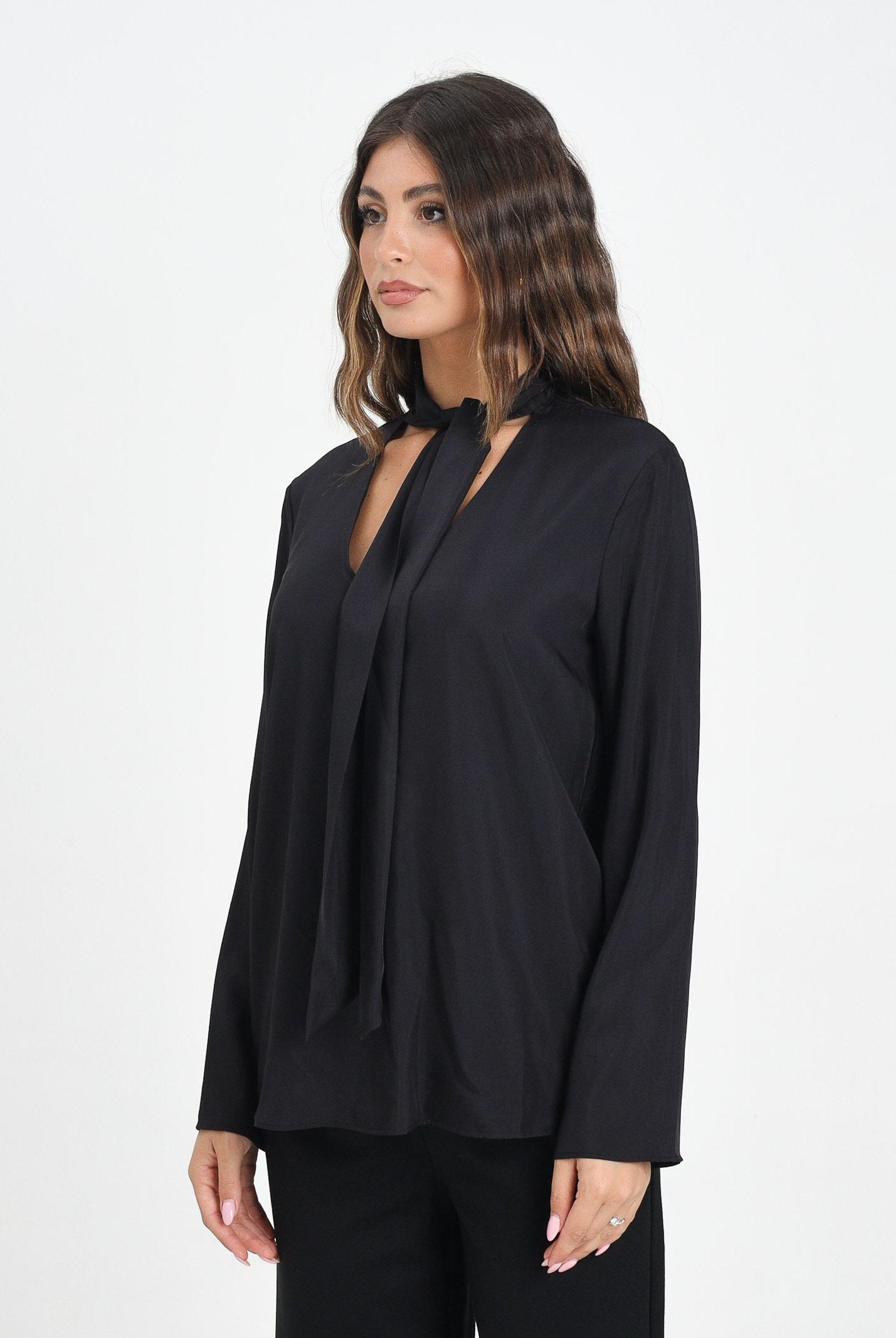 ARMANI EXCHANGE Blusa nera da donna con cravattino XW000732AF16122 UC001 ARMANI EXCHANGE