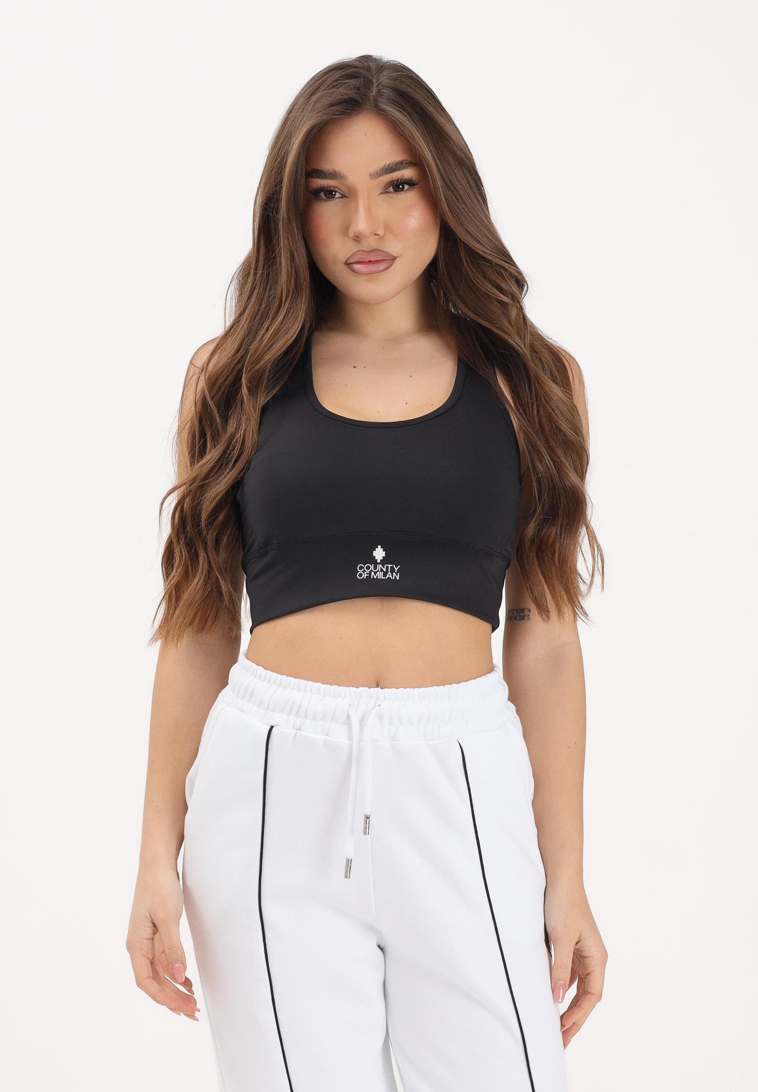 MARCELO BURLON COUNTY OF MILAN Top sportivo nero da donna con logo 26ECM30176 NE MARCELO BURLON COUNTY OF MILAN