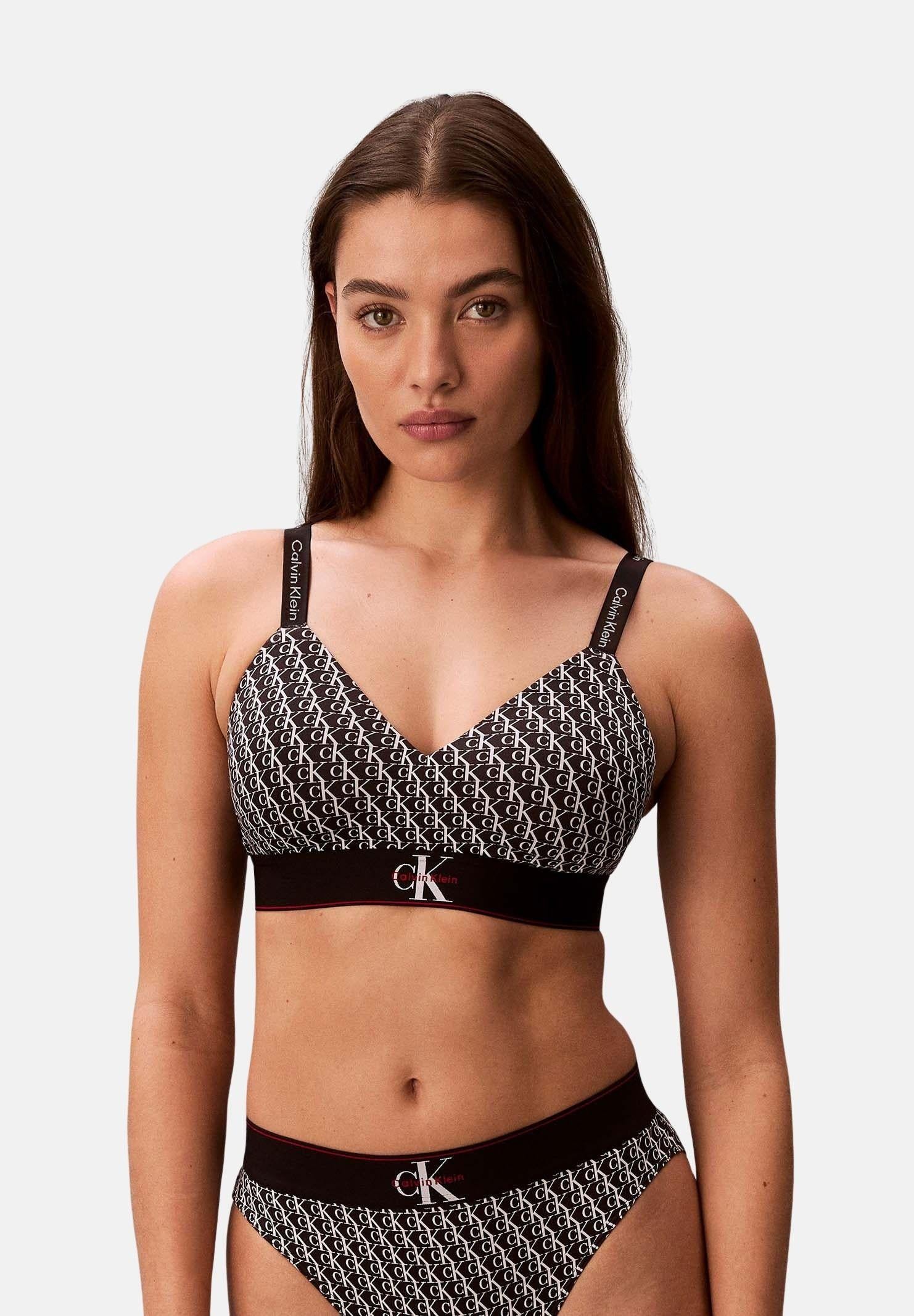 CALVIN KLEIN Bralette nera da donna con stampa logo LV00QF8877 2Y1 CALVIN KLEIN