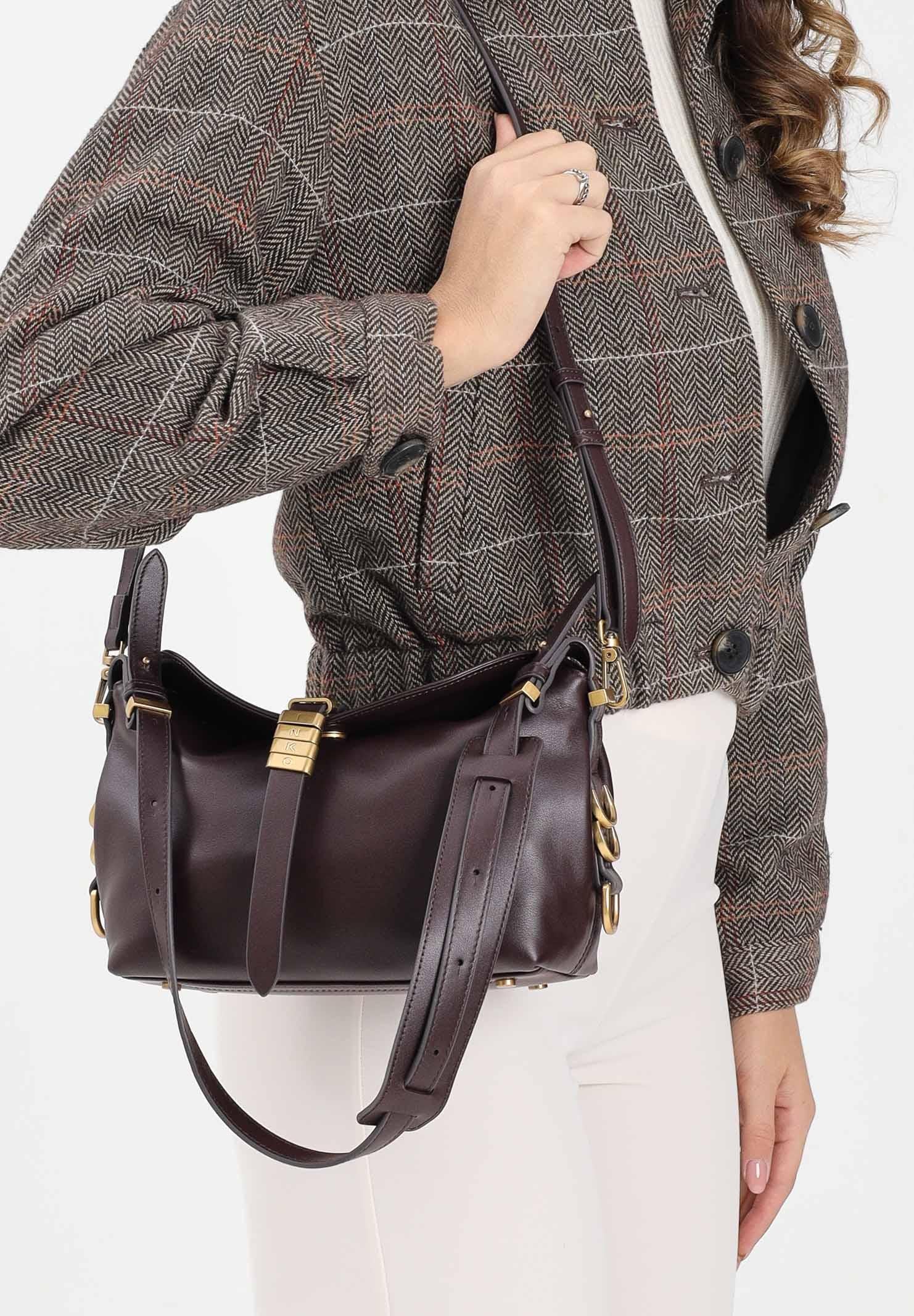 PINKO Borsa a spalla Saddle Bag Baguette marrone da donna 105895A1ZX LA7Q PINKO