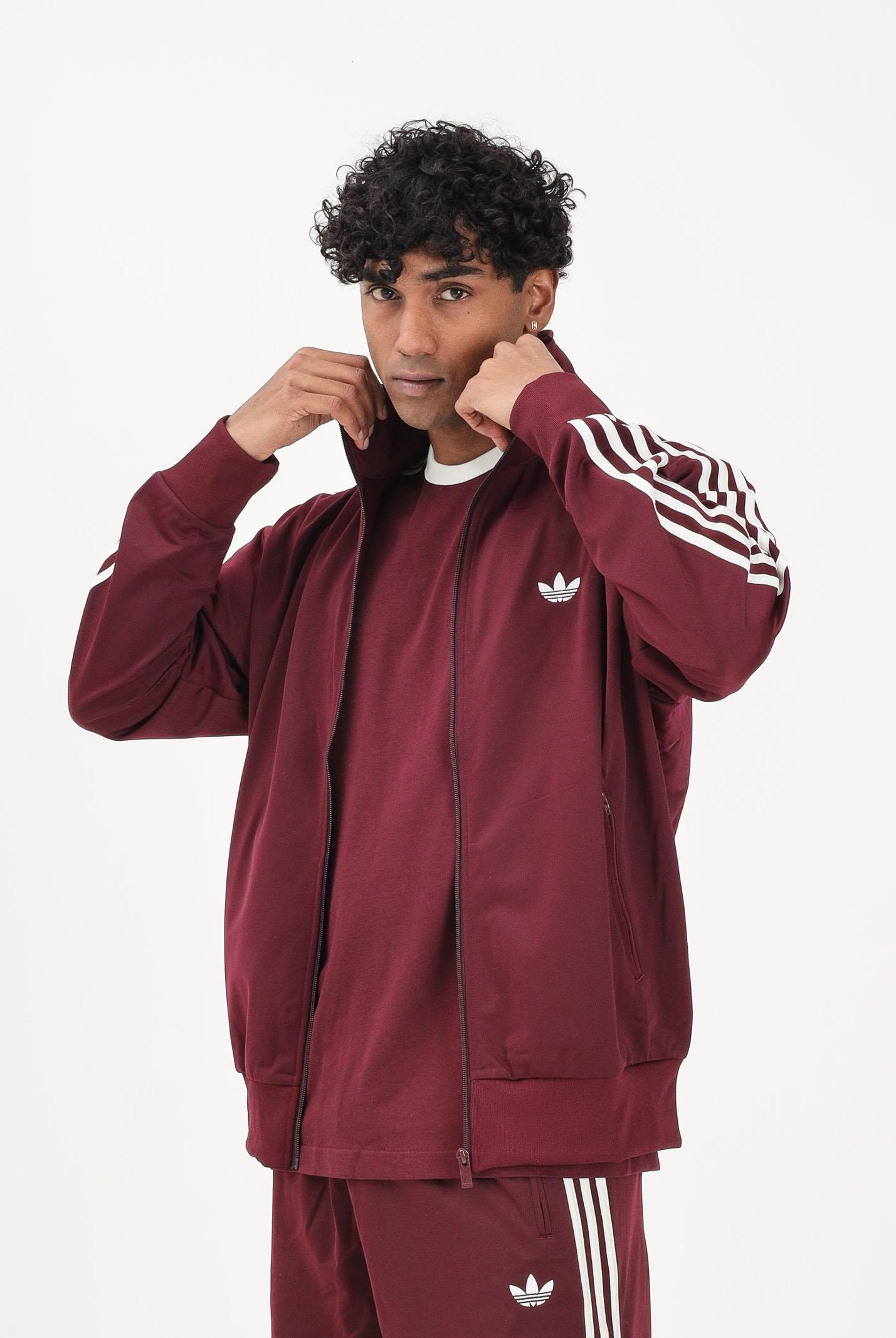 ADIDAS ORIGINALS Felpa con zip FIREBIRD bordeaux da uomo KE1646 . ADIDAS ORIGINALS