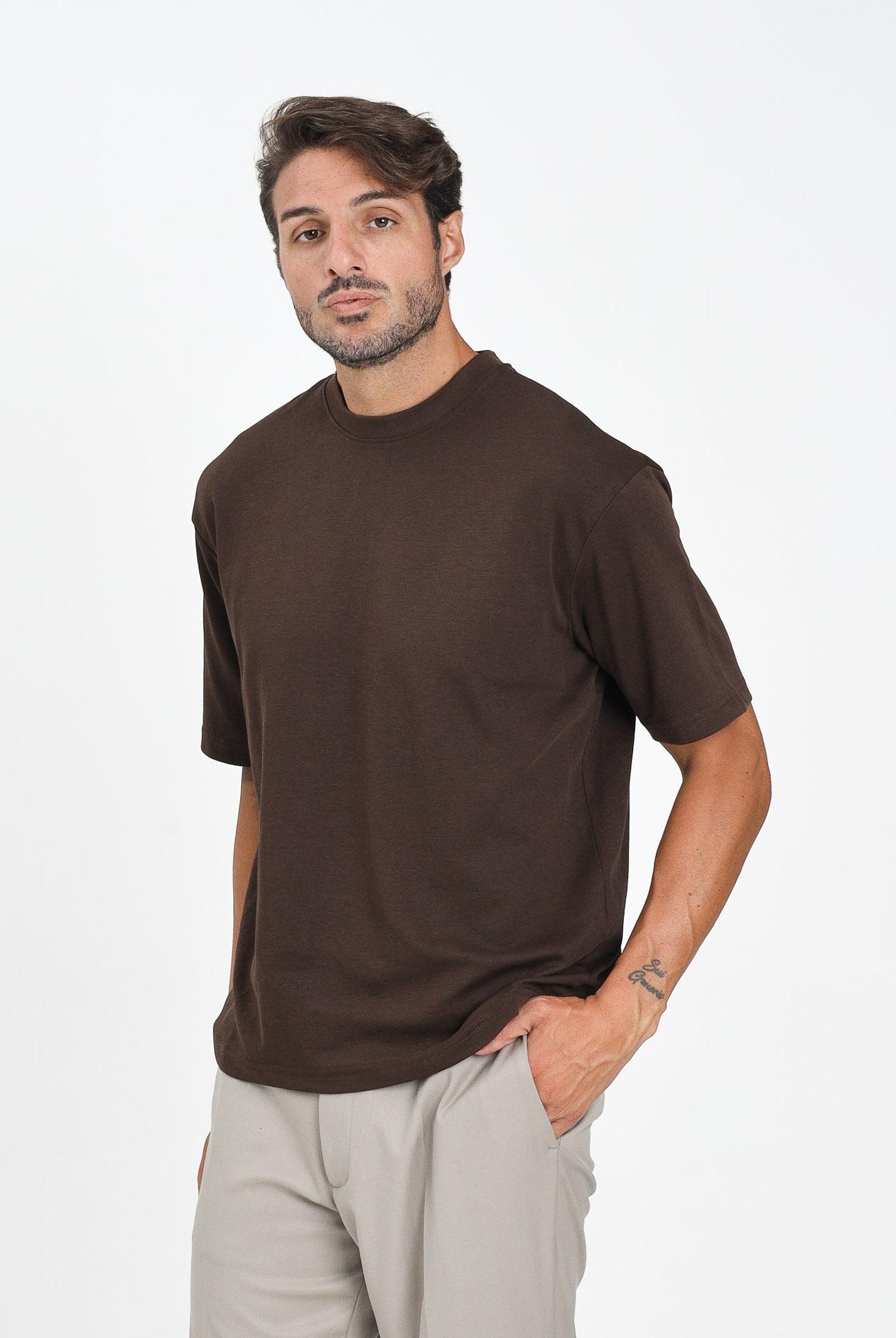 SELECTED HOMME T-shirt a manica corta marrone da uomo 16094143 Demitasse SELECTED HOMME