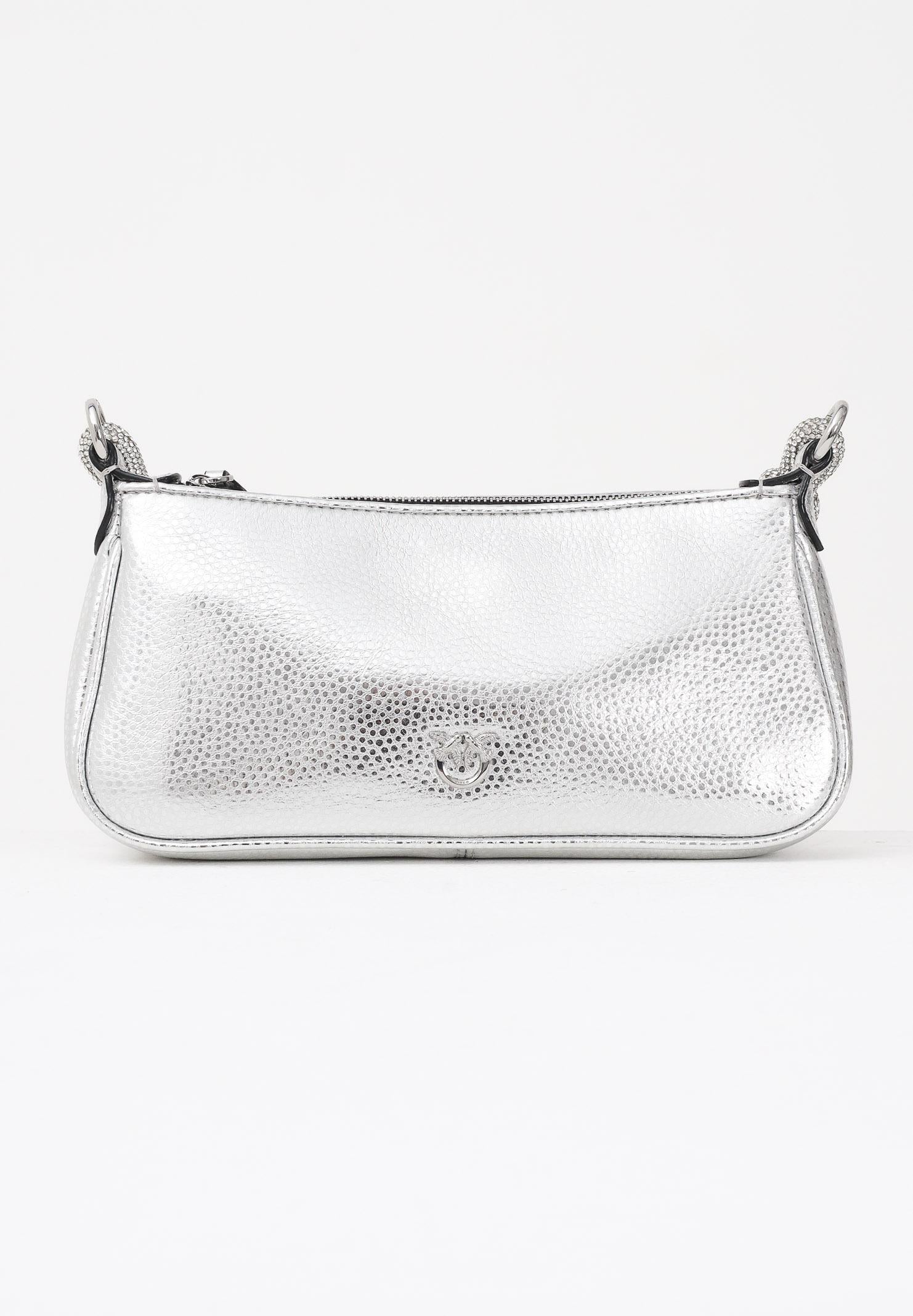 PINKO Borsa a spalla Mini Half Moon Baguette argento da donna 105915A2WD ZZFN PINKO