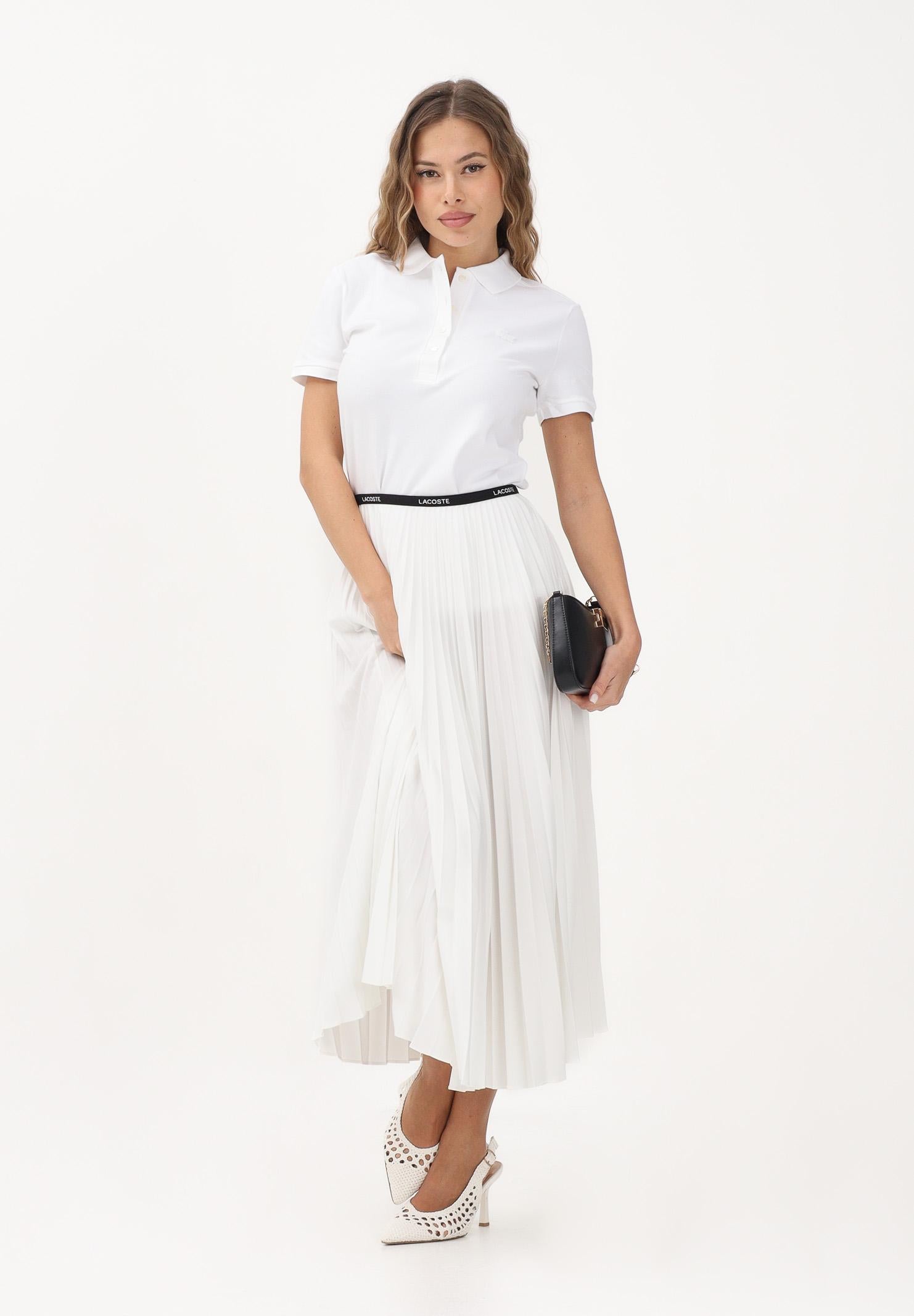 LACOSTE Gonna midi pieghettata bianca da donna JF1402 70V LACOSTE