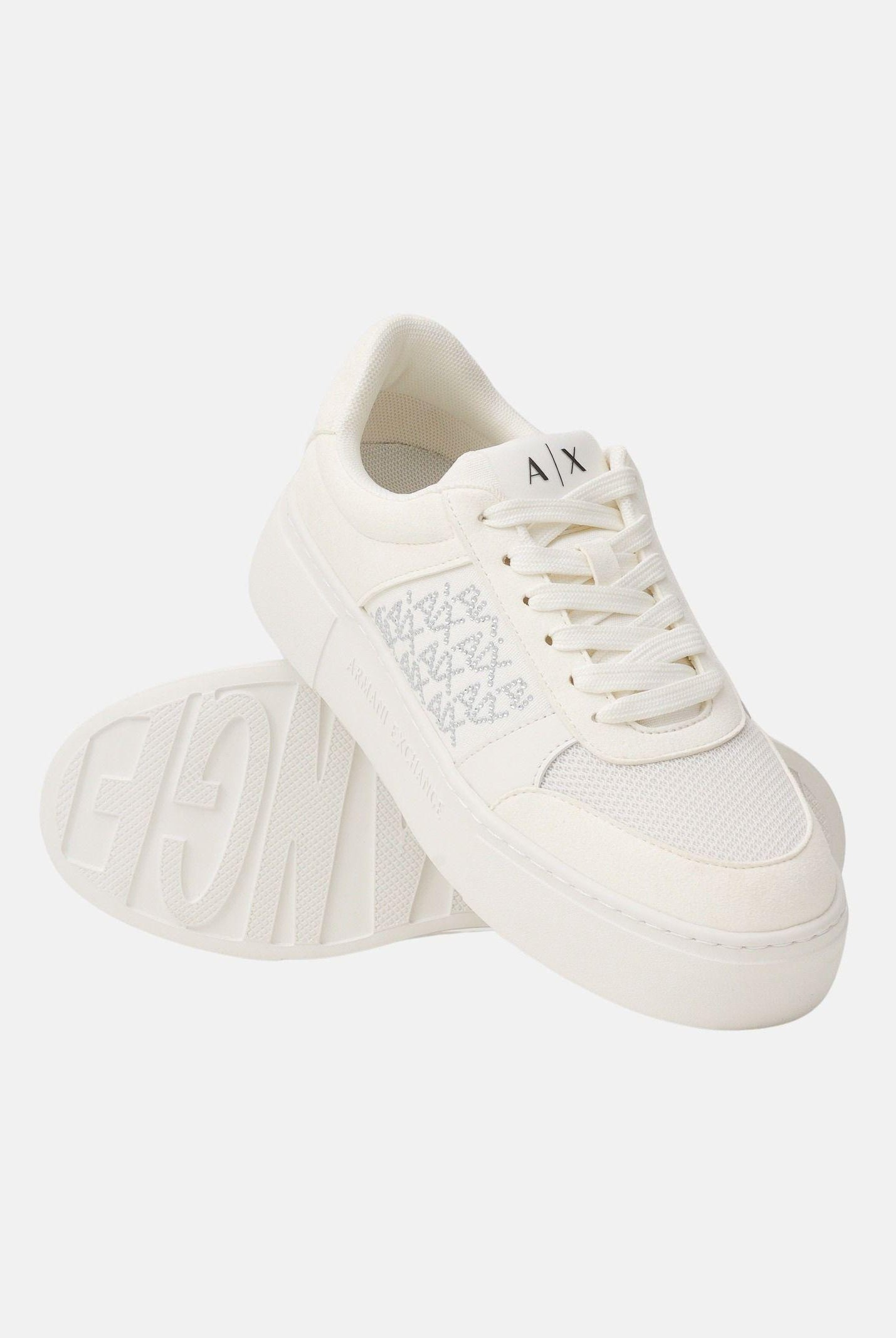 ARMANI EXCHANGE Sneakers panna da donna con logo in strass XW002788AF23057 U0011 ARMANI EXCHANGE