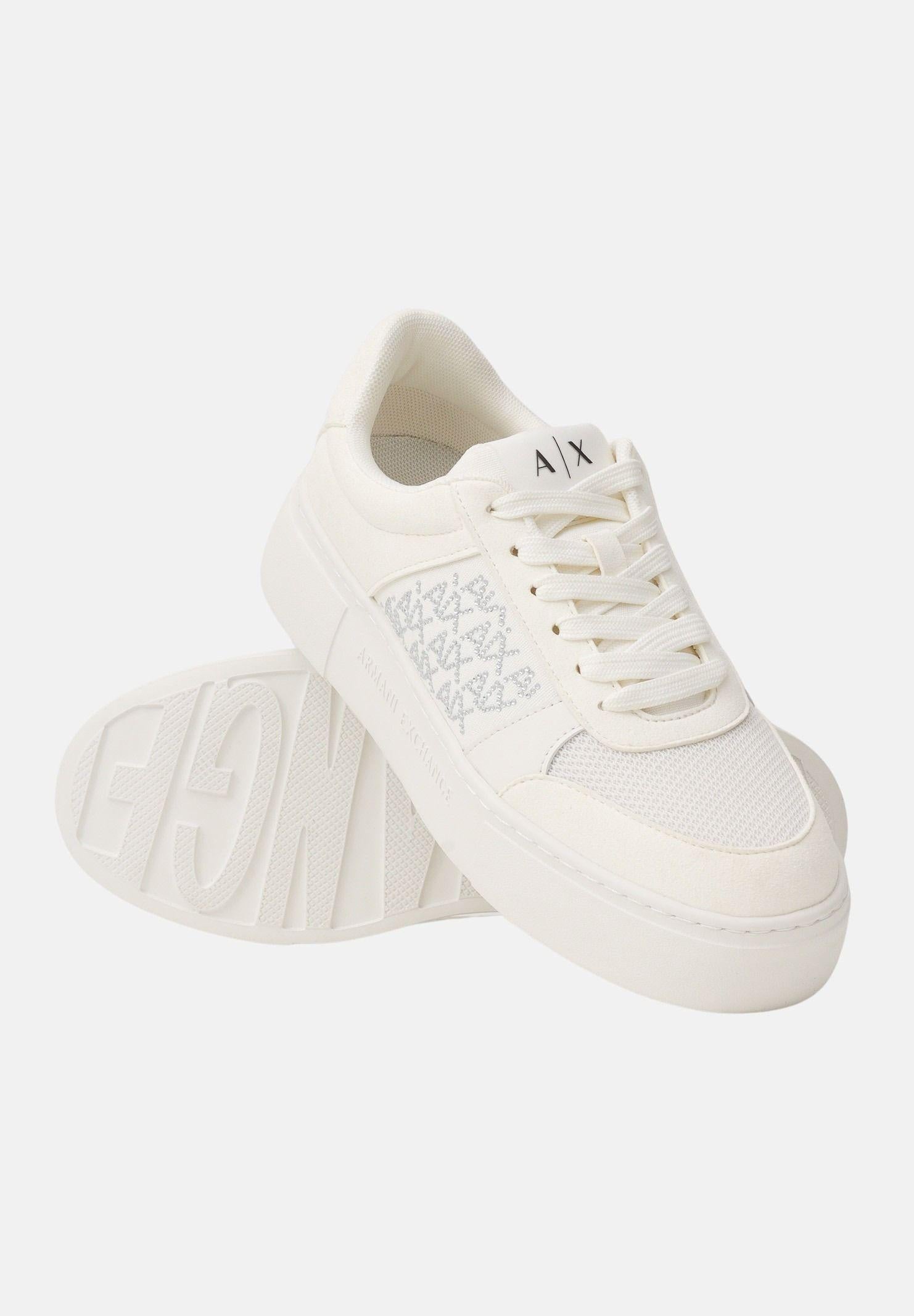 ARMANI EXCHANGE Sneakers panna da donna con logo in strass XW002788AF23057 U0011 ARMANI EXCHANGE