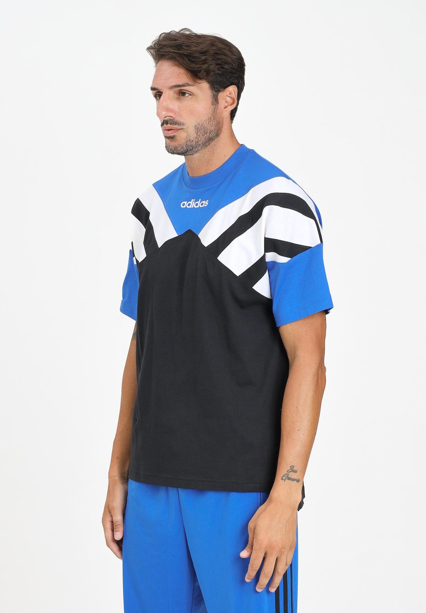 ADIDAS ORIGINALS T-shirt a manica corta Archive Cutline nera, bianca e blu da uomo JX3074 ADIDAS ORIGINALS