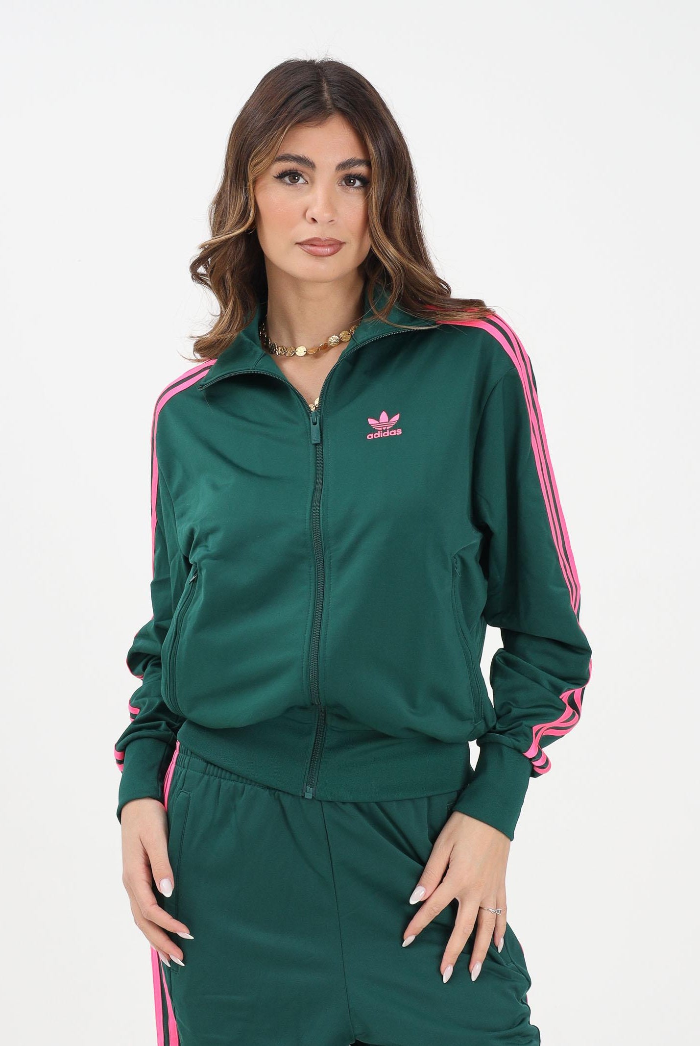 ADIDAS ORIGINALS Felpa con zip Adicolor Classics Firebird verde da donna KA0458 ADIDAS ORIGINALS