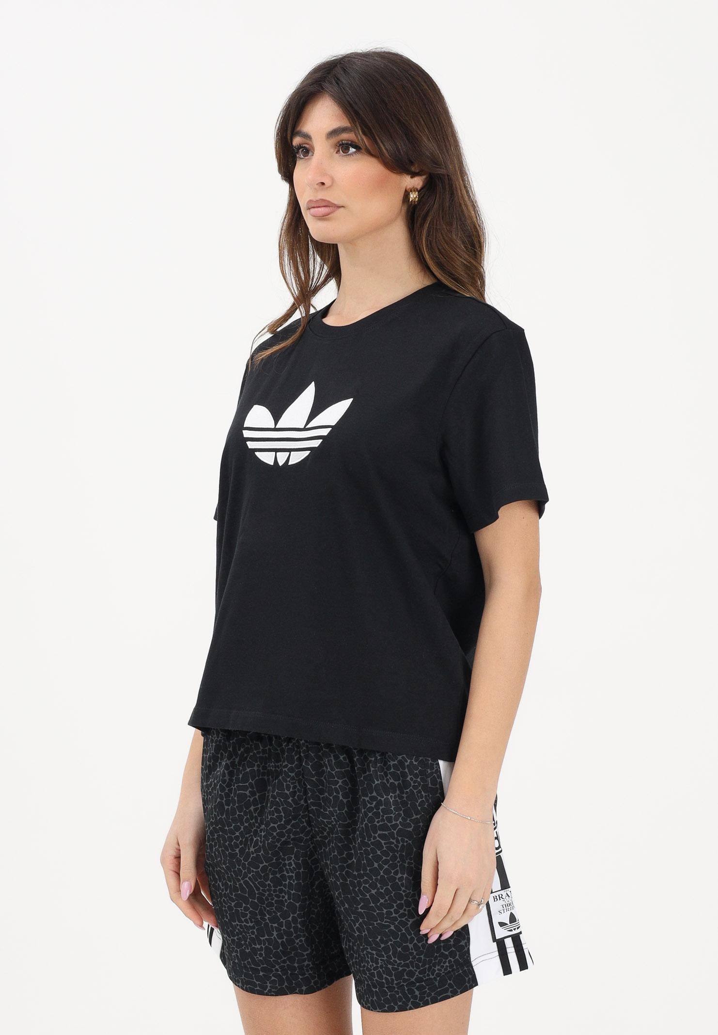 ADIDAS ORIGINALS T-shirt a manica corta TREFOIL nera da donna KD2918 . ADIDAS ORIGINALS