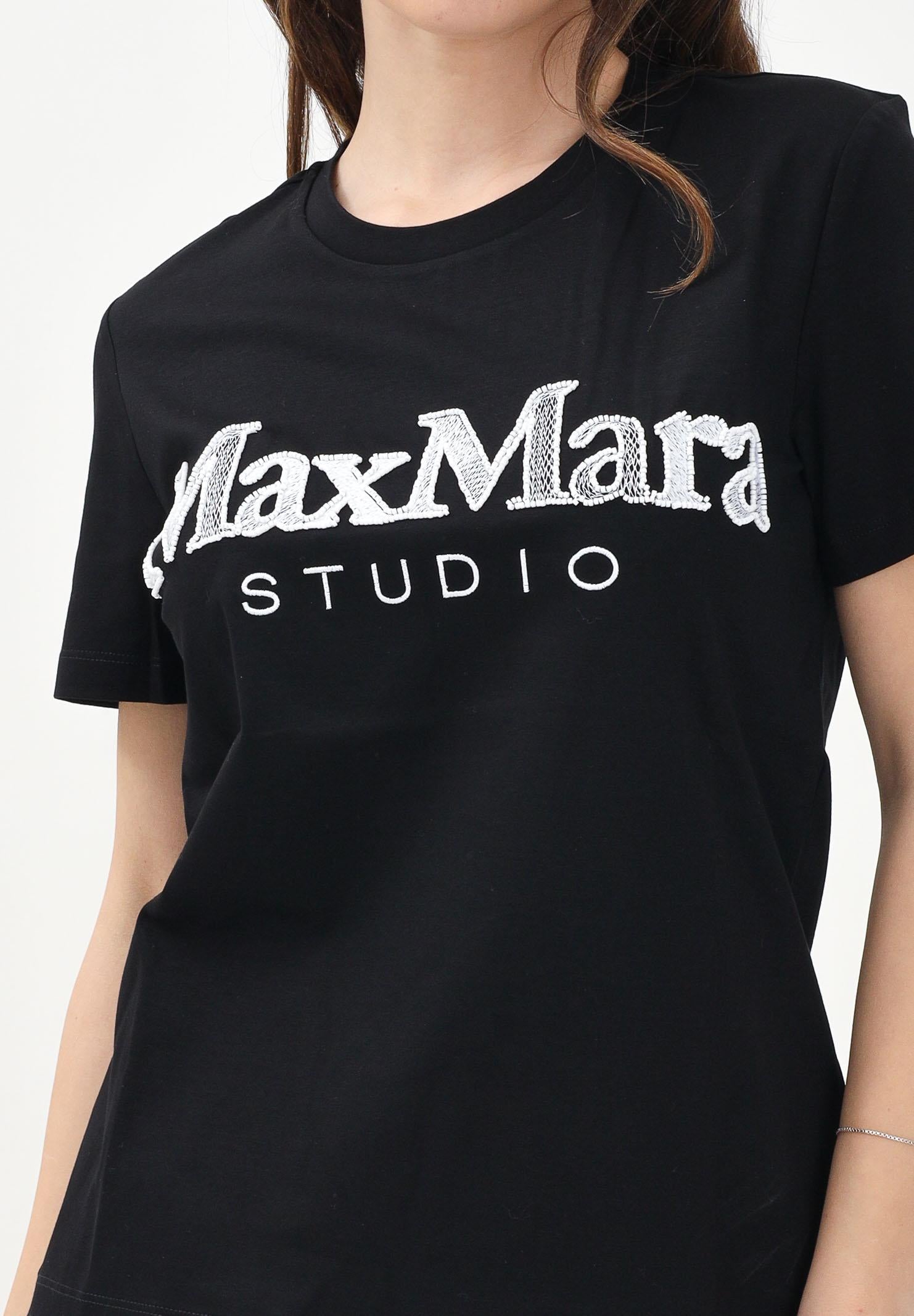 MAX MARA T-shirt a manica corta nera da donna con ricamo logo 2516941012600 008 MAX MARA