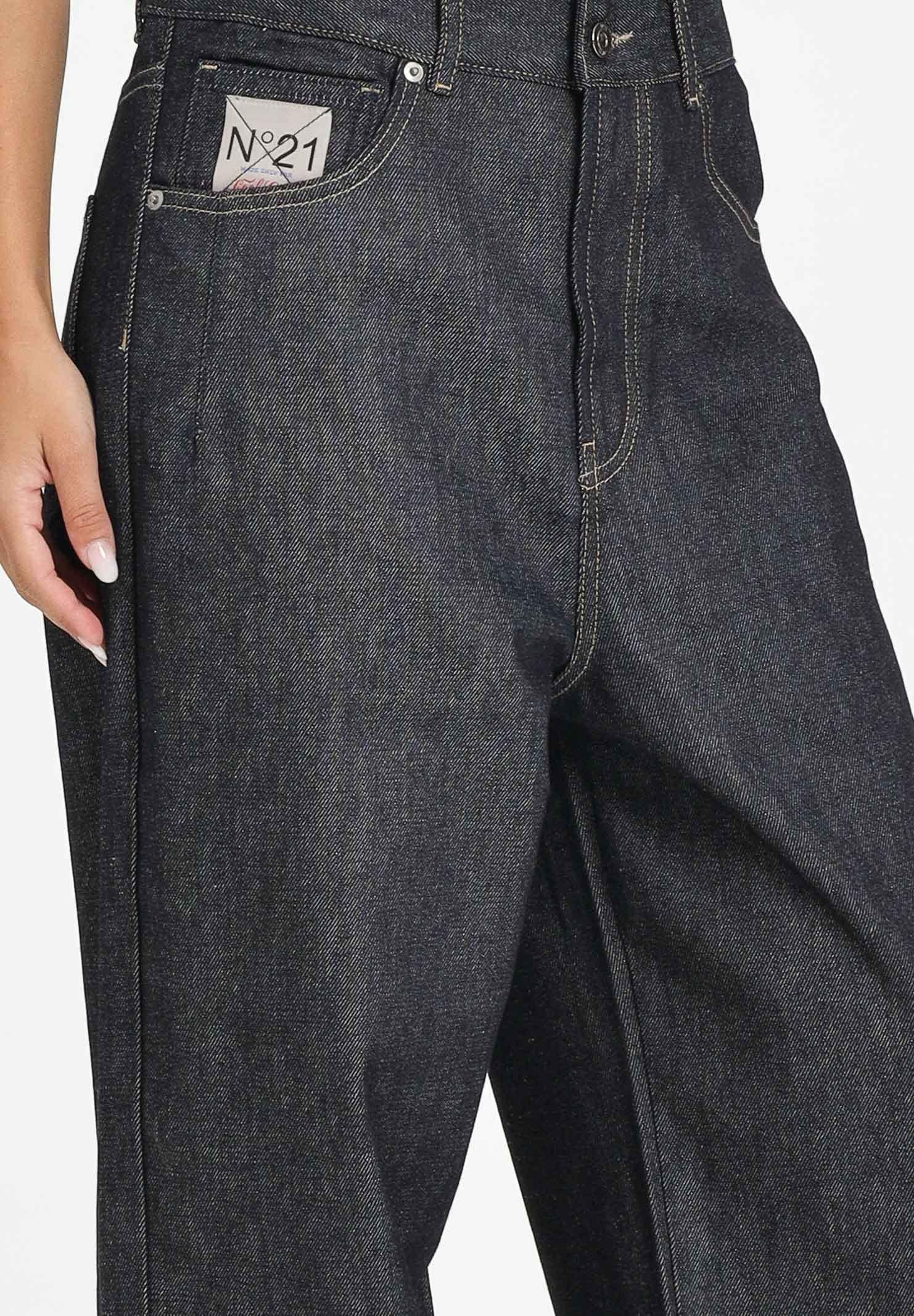 N21 Jeans in denim scuro per donna, ragazzi e bambini con impunture a contrasto N2108MN0438 0N01 N21