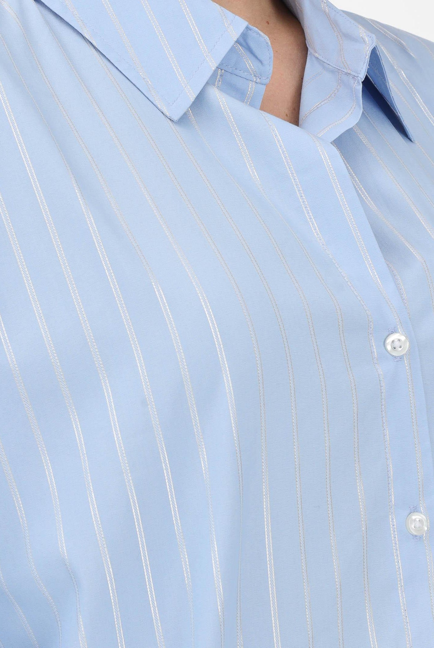 JDY Camicia a manica lunga azzurra da donna con sottili righe verticali 15359455 CHBL JDY