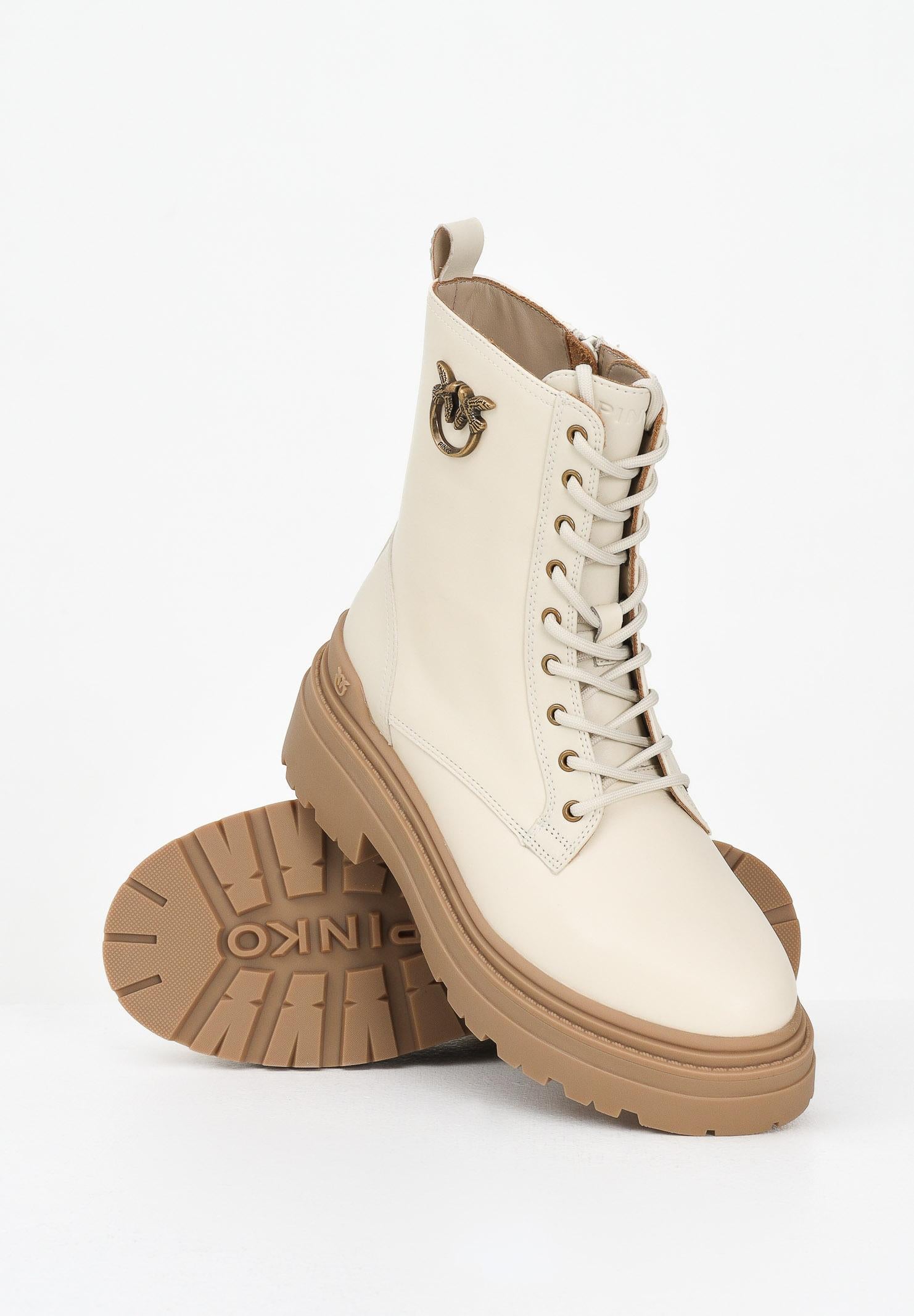 PINKO Anfibi panna e beige da donna con logo SD0141P001DY7 PINKO