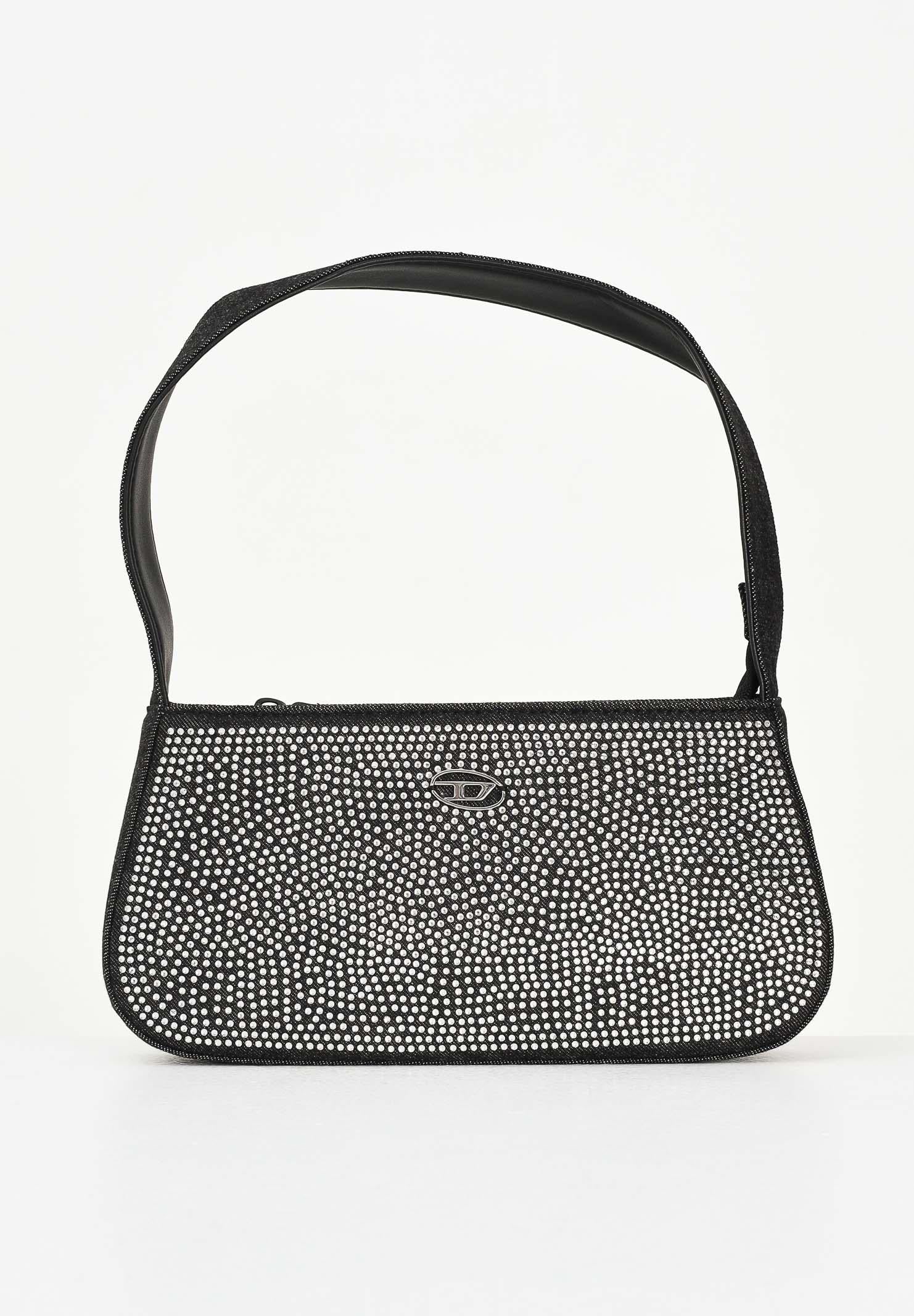 DIESEL Borsa WJULIE in denim nero da donna con strass applicati J02530KXBRM K02 DIESEL