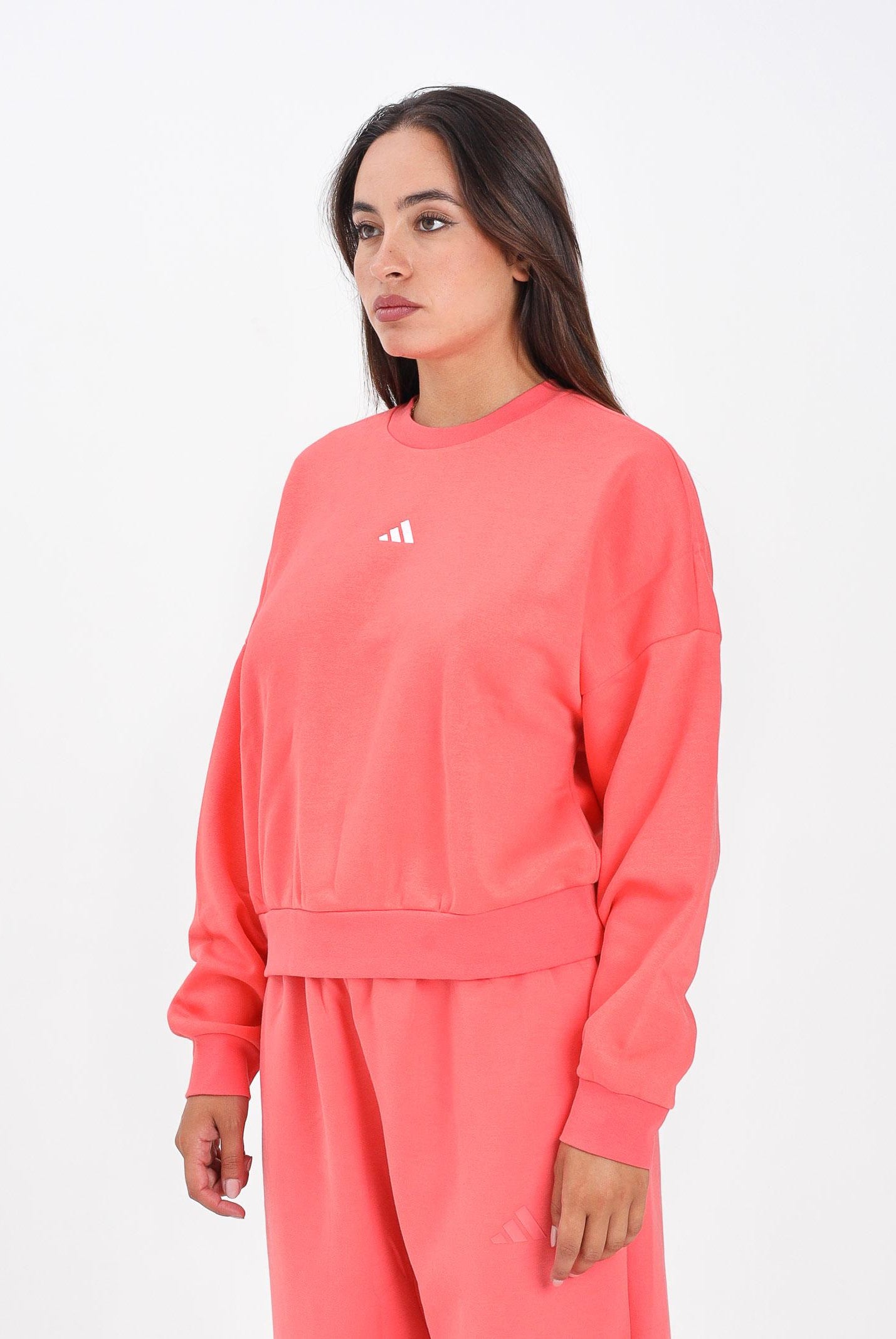 ADIDAS PERFORMANCE Felpa girocollo Essentials Small Logo corallo da donna KE4362 . ADIDAS PERFORMANCE