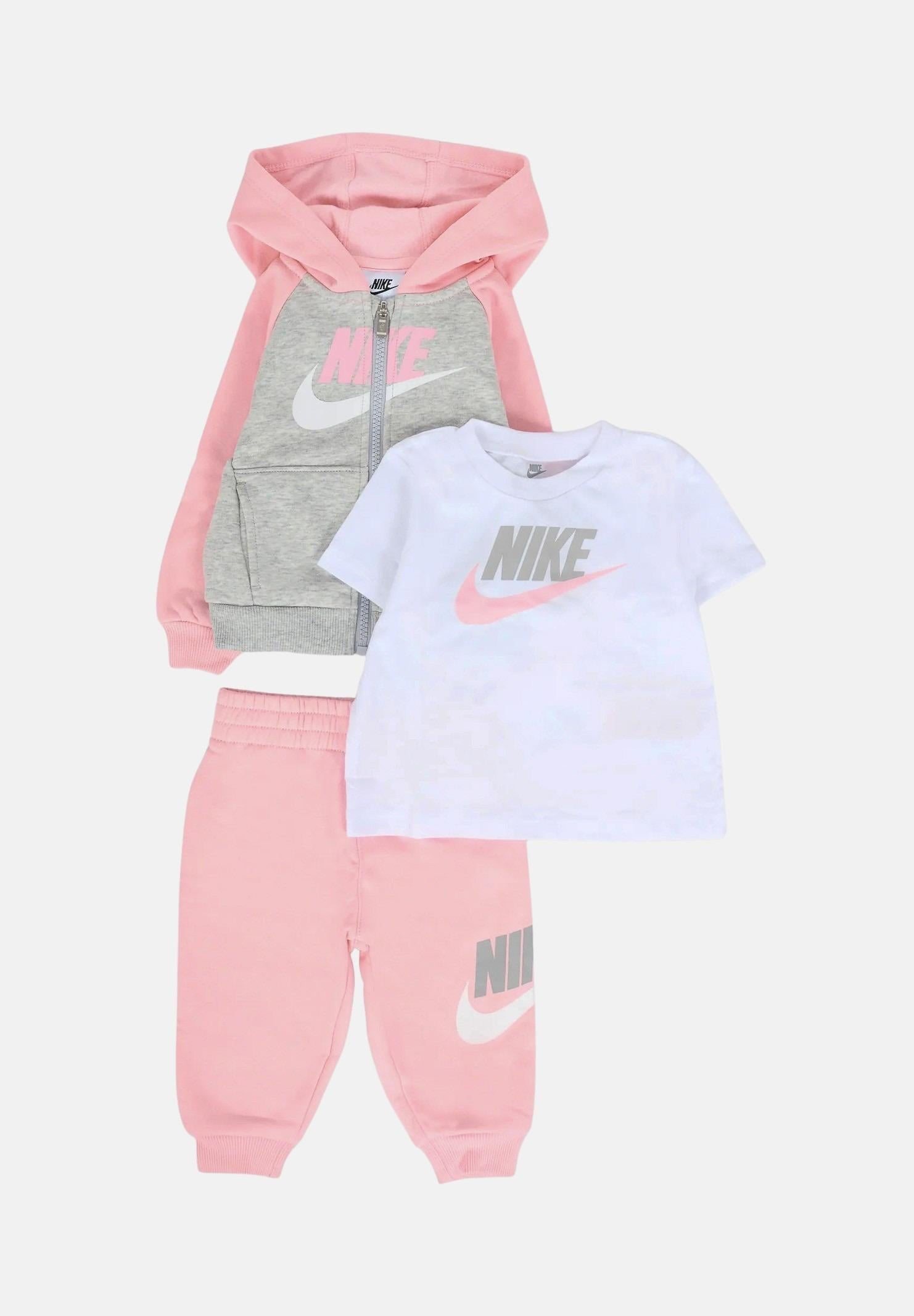 NIKE Completo rosa e grigio da neonato con stampa logo 66N341 A0W NIKE