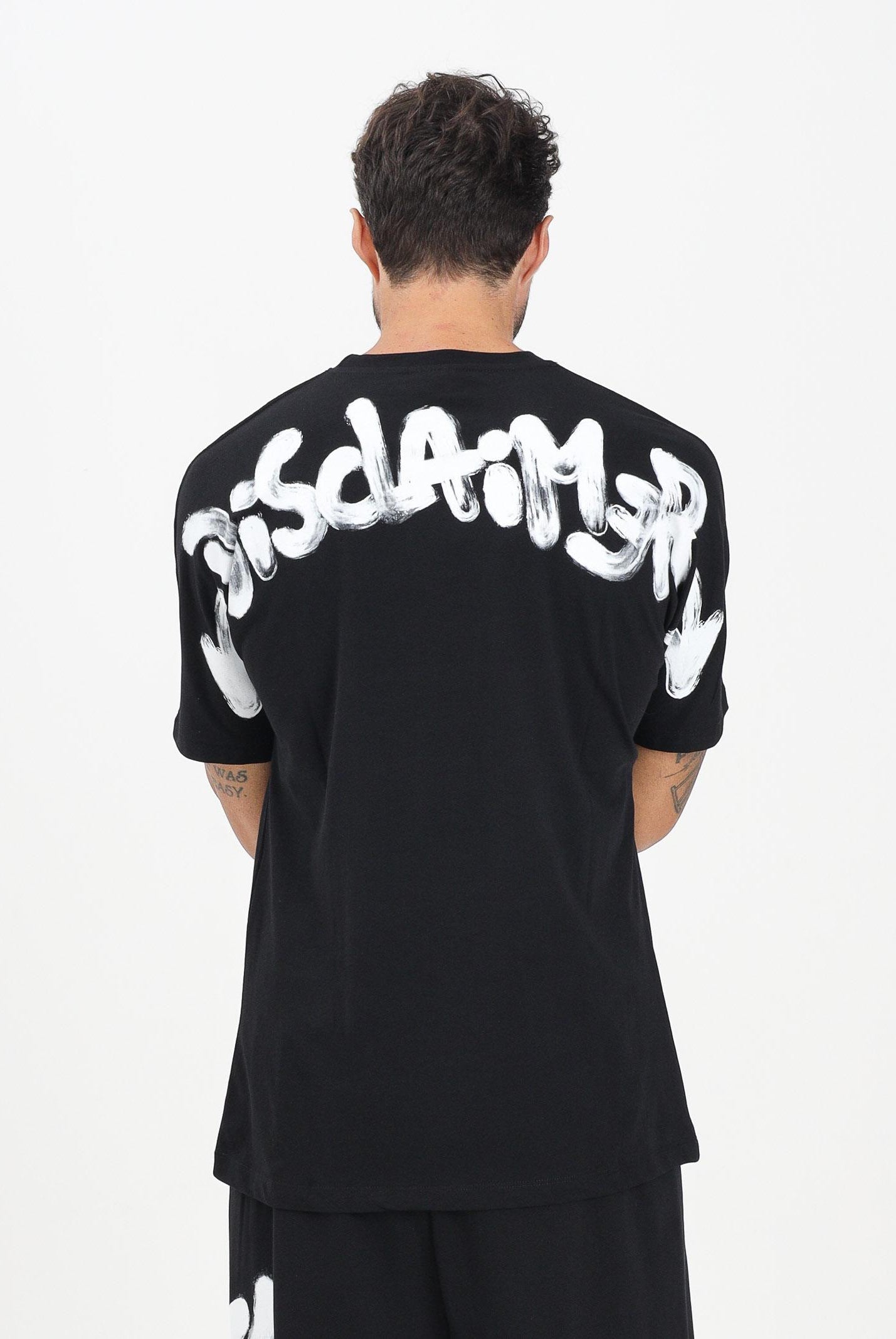 DISCLAIMER T-shirt a manica corta nera da uomo con maxi stampa logo 25IDS55117 NEBI DISCLAIMER