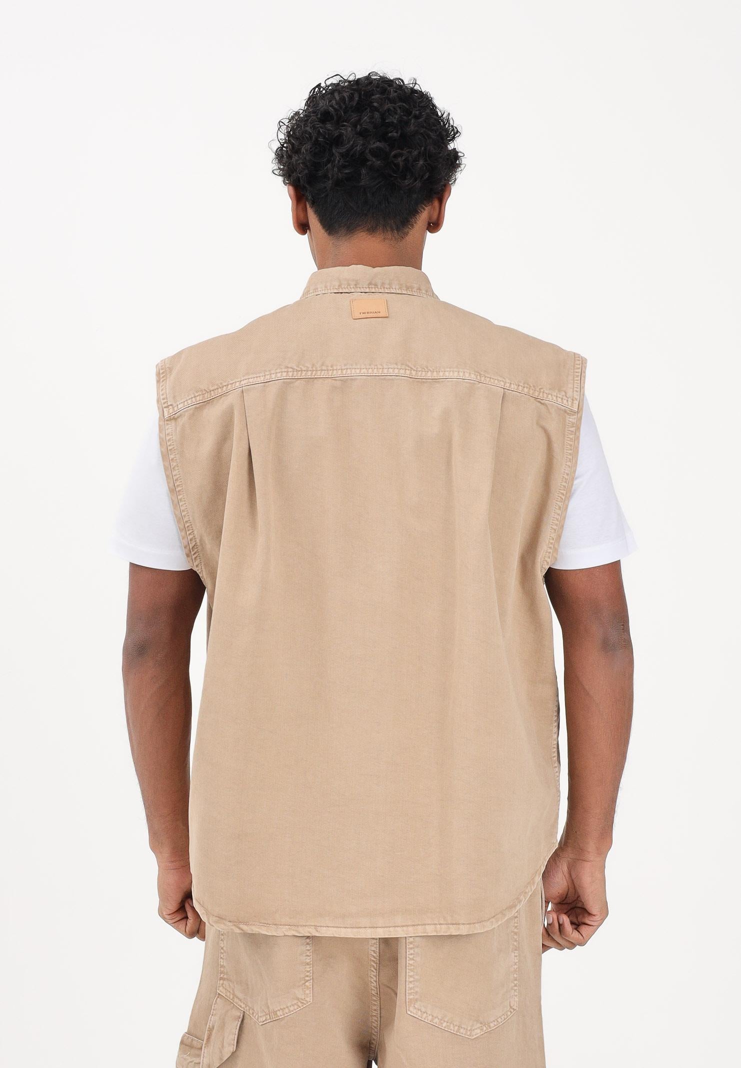 I'M BRIAN Camicia smanicata beige da uomo CA3654 0025 I'M BRIAN