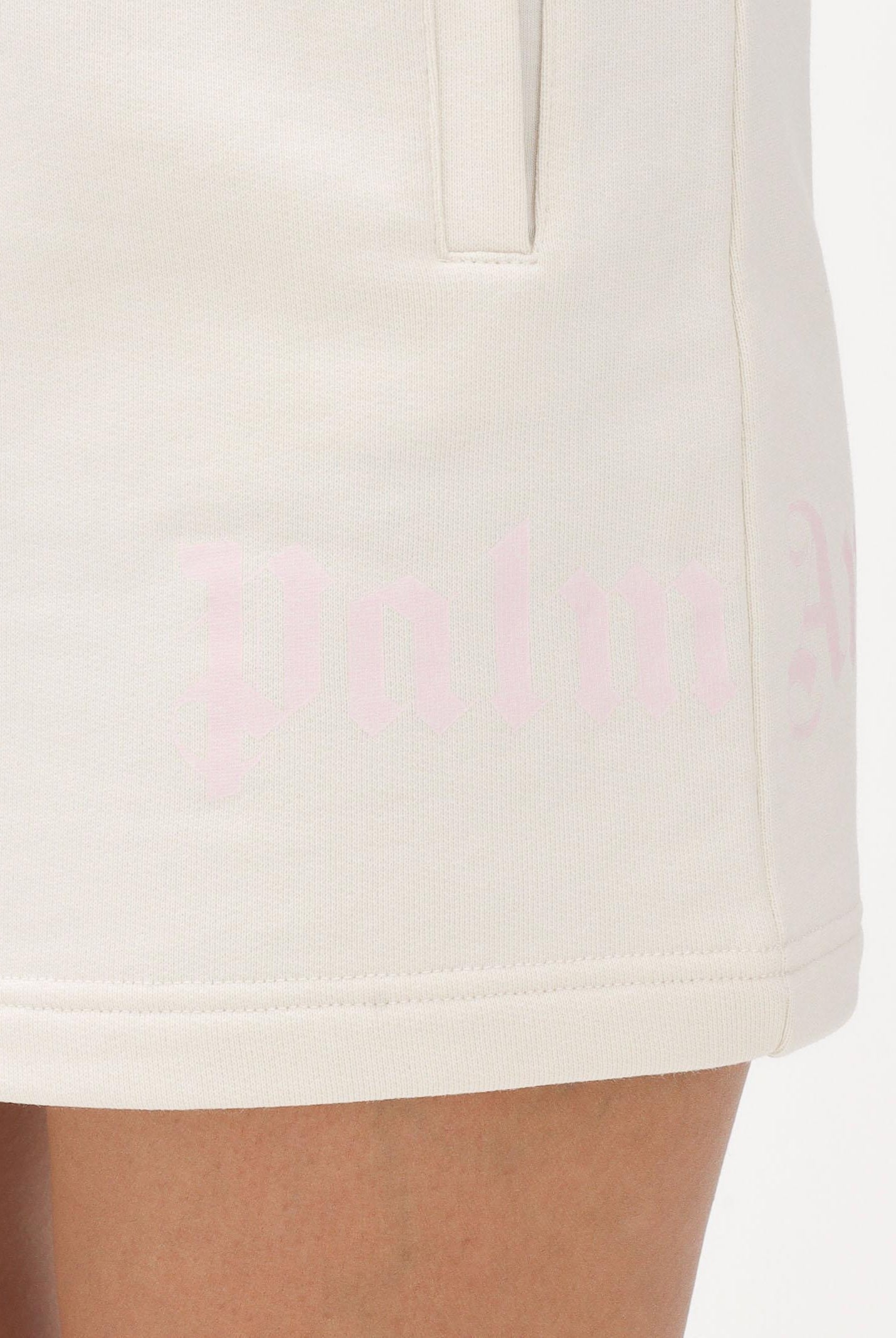 PALM ANGELS Gonna corta panna per donna, ragazze e bambine con logo PGCK001S26FLE001 002 PALM ANGELS