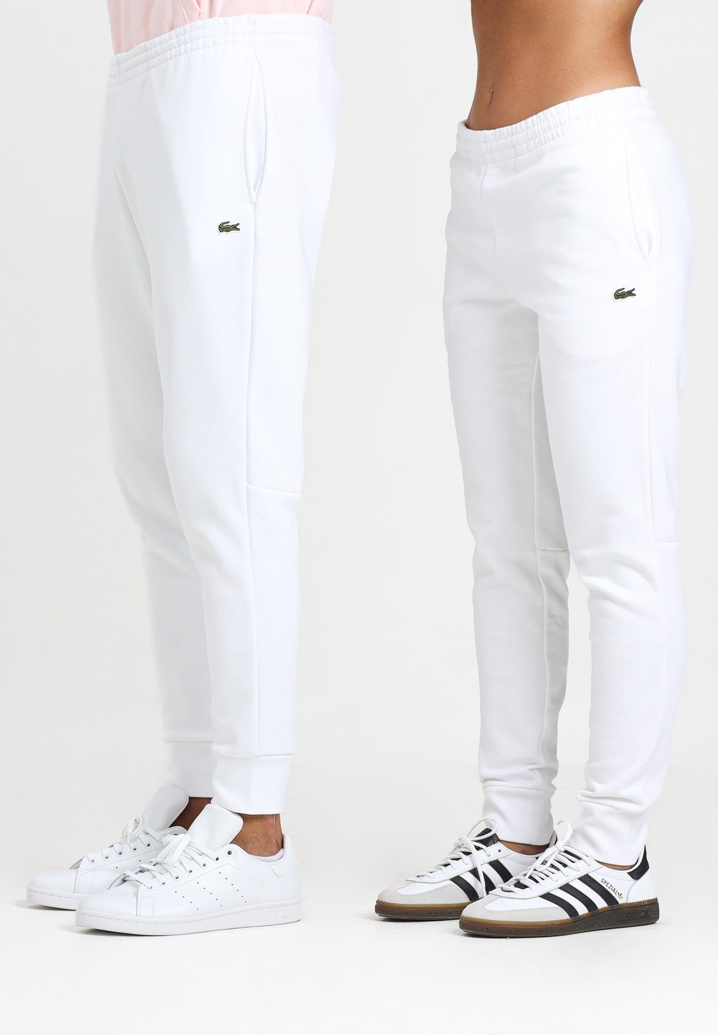 LACOSTE Pantalone sportivo bianco per uomo e donna con logo XH9624 001 LACOSTE