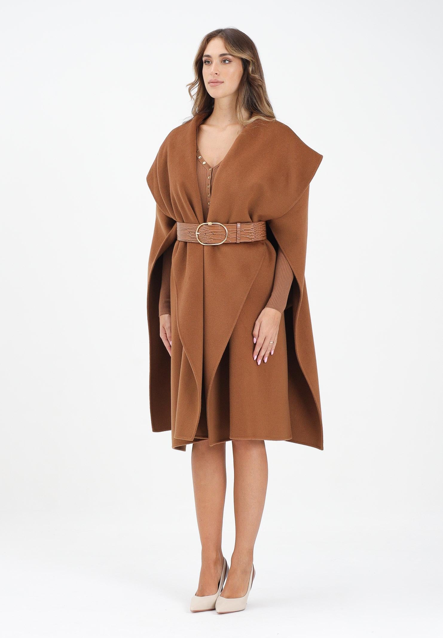 ELISABETTA FRANCHI Women's camel cape with belt – Pavidas