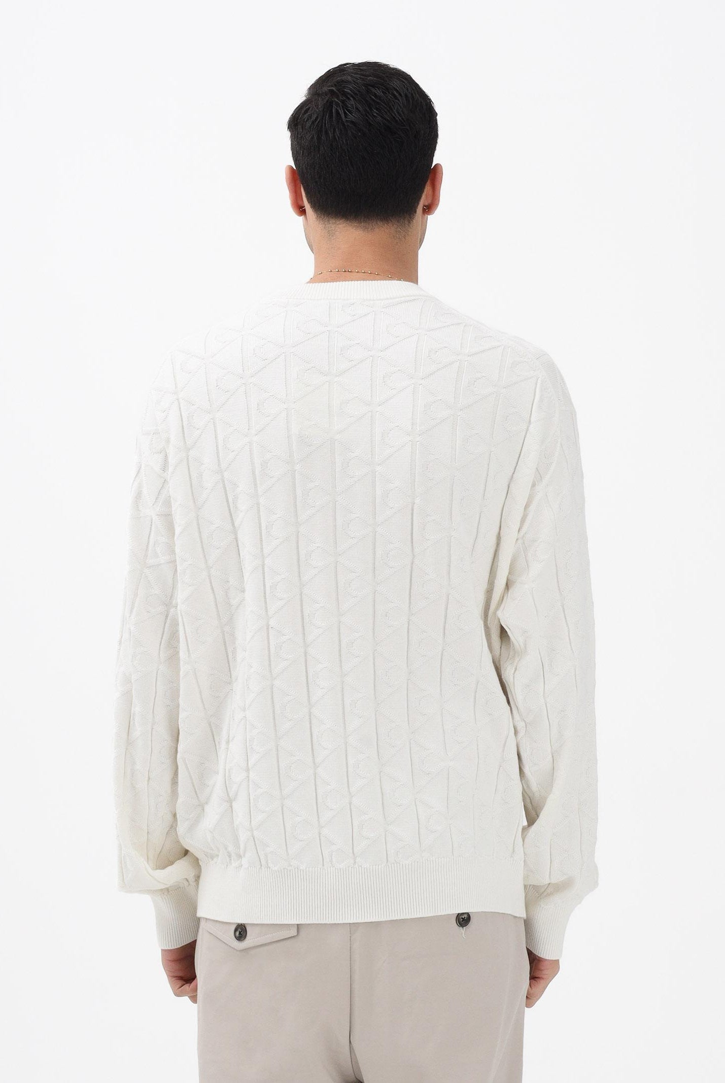 CALVIN KLEIN JEANS Maglioncino girocollo panna da uomo con logo LV04RE301GYAS . CALVIN KLEIN JEANS