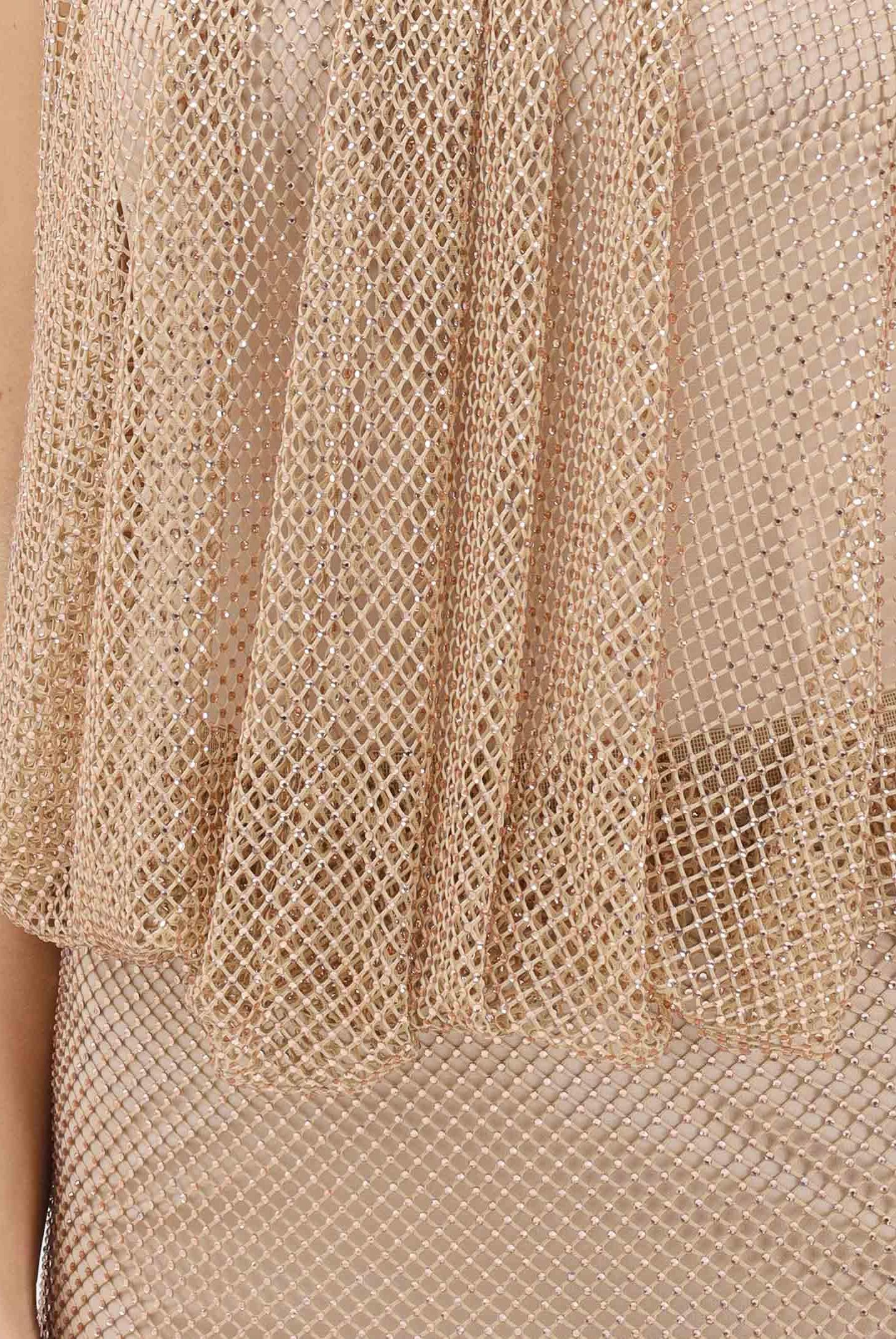 SPORTMAX Abito midi SPXPAPPA oro da donna in rete con strass 2612621071600 003 SPORTMAX