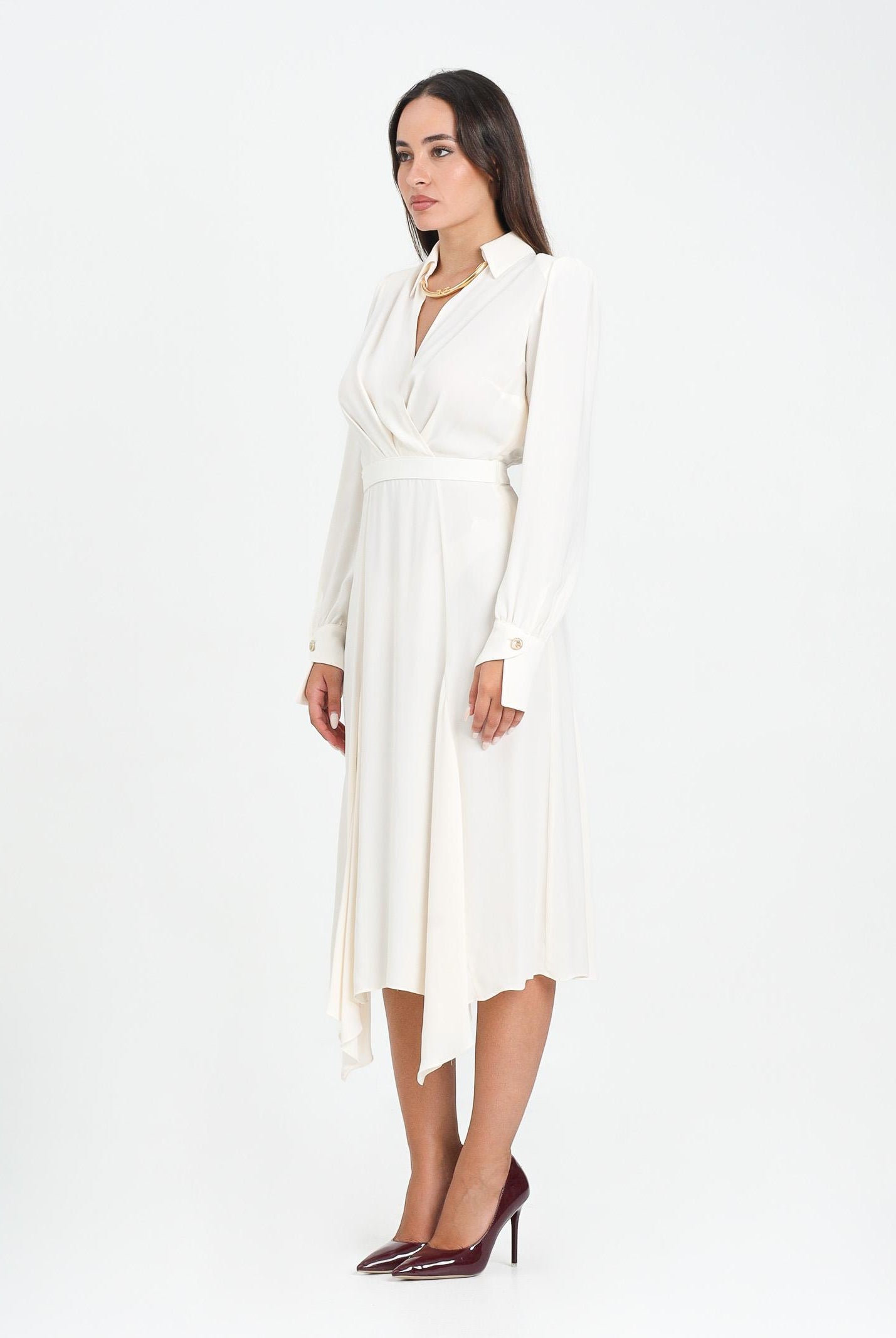 ELISABETTA FRANCHI Abito midi bianco latte da donna ABT0356E2 DZ9 ELISABETTA FRANCHI