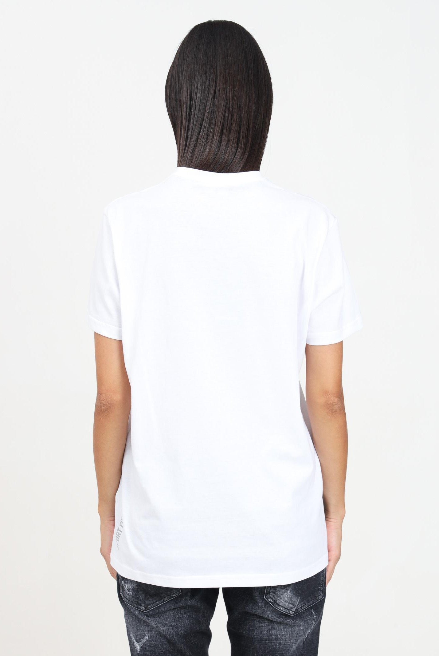 T-shirt a manica corta bianca per donna e bambina con stampa logo Sport Edtn.09 DQ2525D00MV DQ100 DSQUARED2