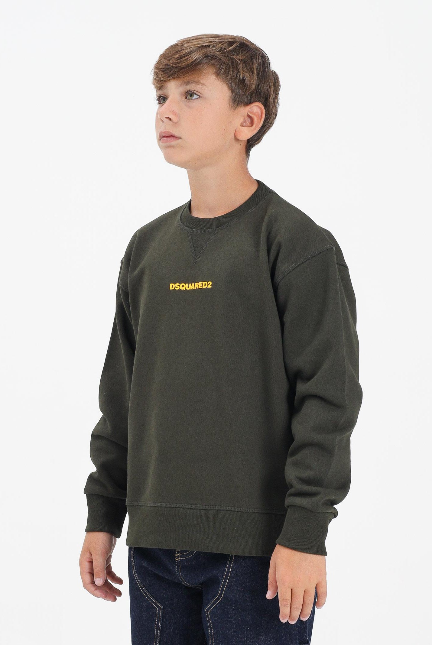 DSQUARED2 Felpa girocollo verde per donna, ragazzi e bambini con stampa logo DQ2739D0094 DQ518 DSQUARED2