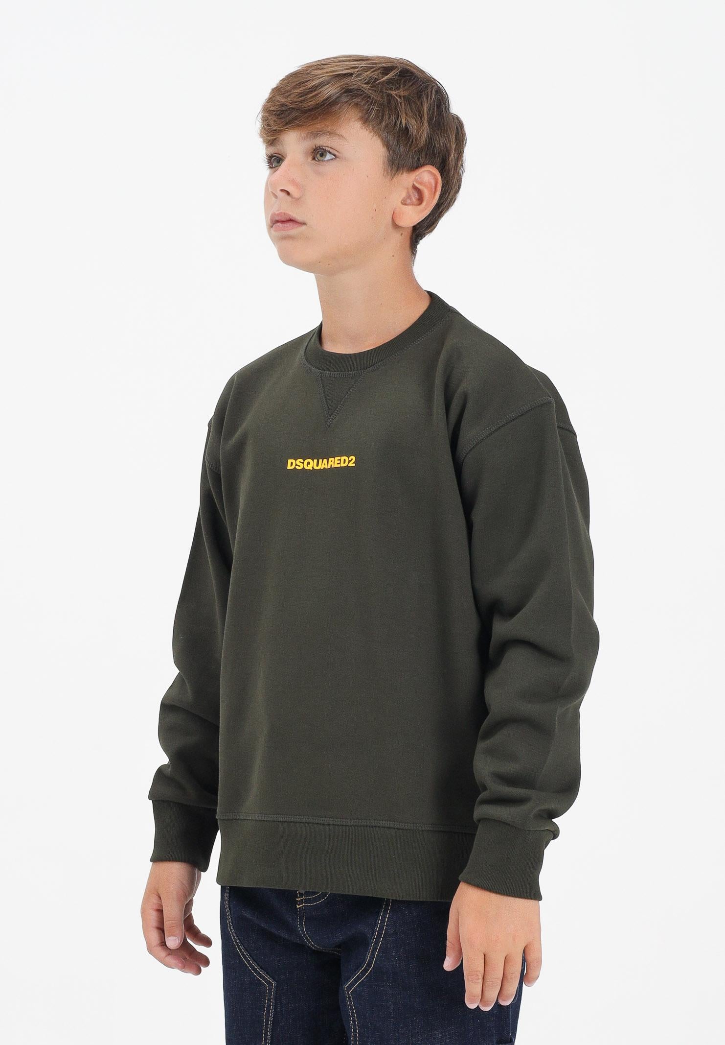 DSQUARED2 Felpa girocollo verde per donna, ragazzi e bambini con stampa logo DQ2739D0094 DQ518 DSQUARED2