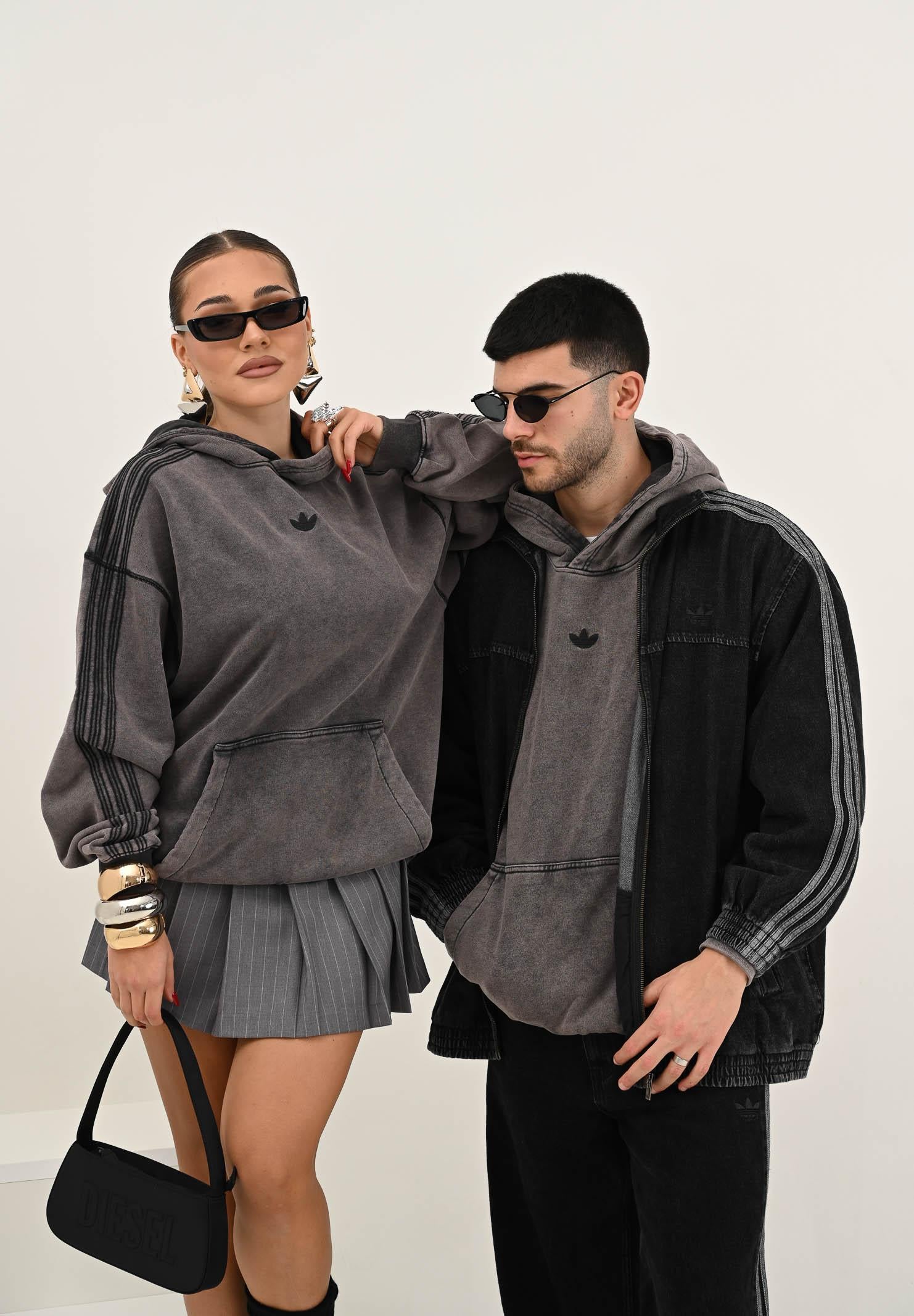 ADIDAS ORIGINALS Felpa con cappuccio Premium Essentials Retro Washed grigia da uomo JD0245 ADIDAS ORIGINALS