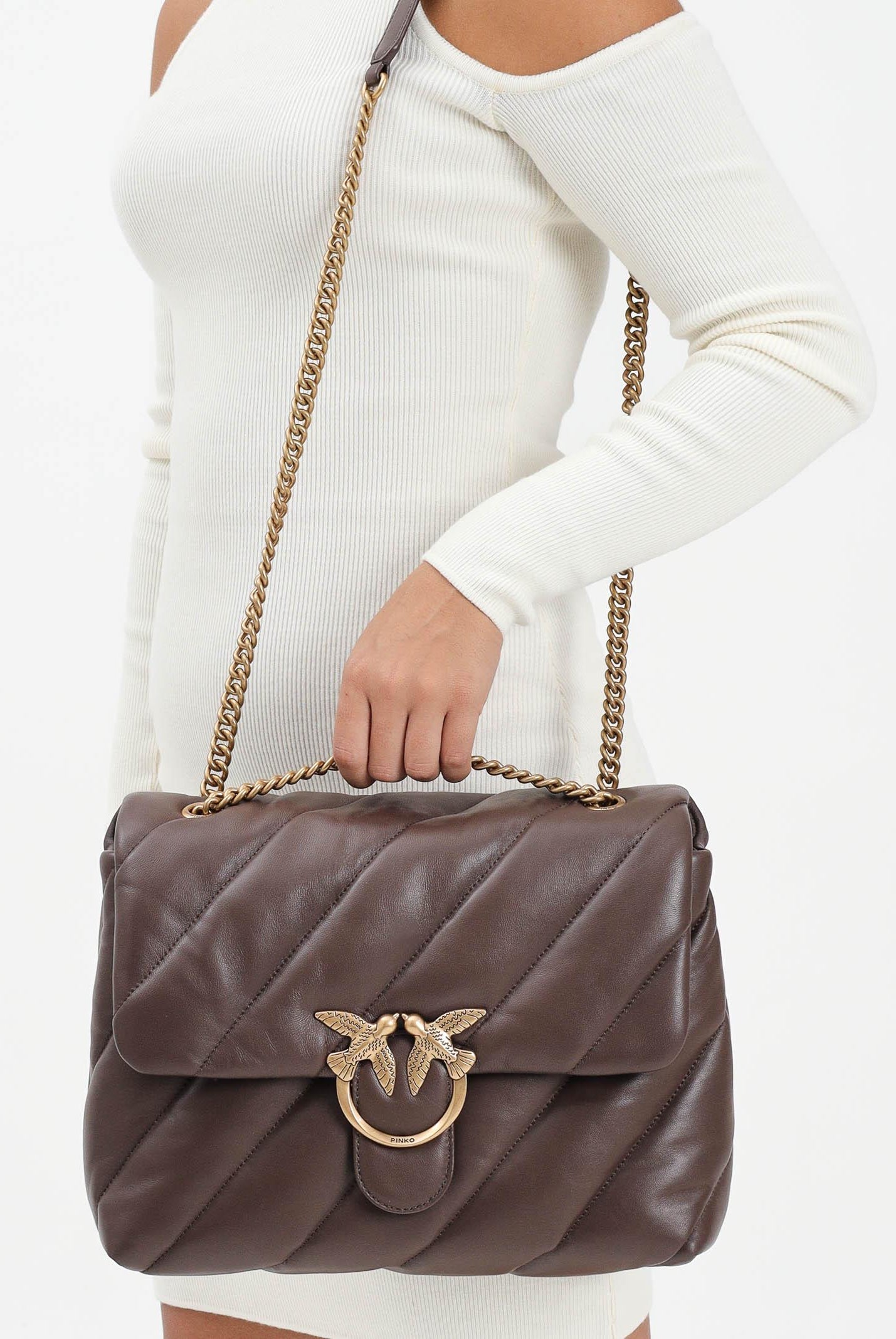 PINKO Borsa a tracolla Big Love Bag Puff marrone da donna 100037A0F2 L74Q PINKO