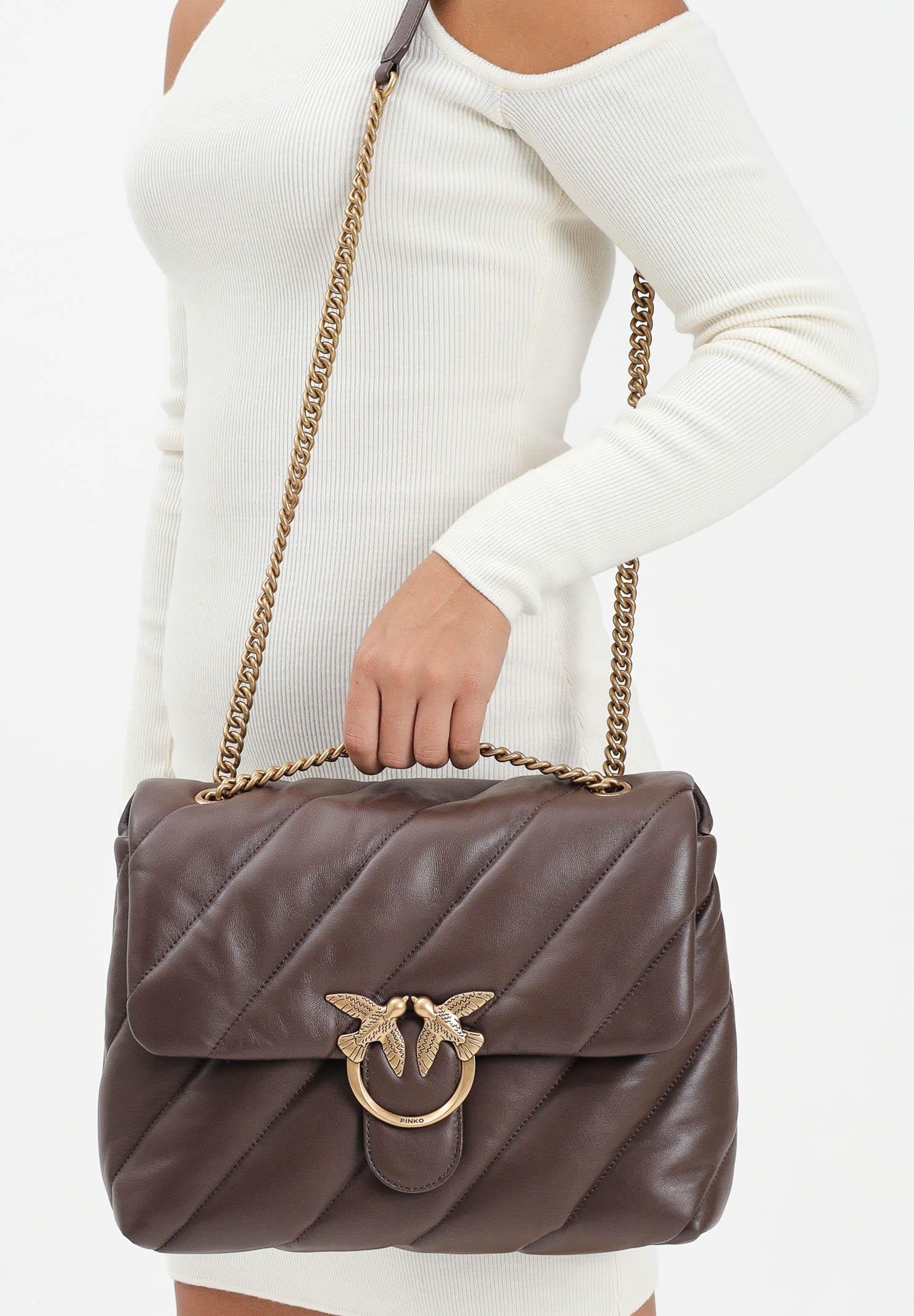 PINKO Borsa a tracolla Big Love Bag Puff marrone da donna 100037A0F2 L74Q PINKO