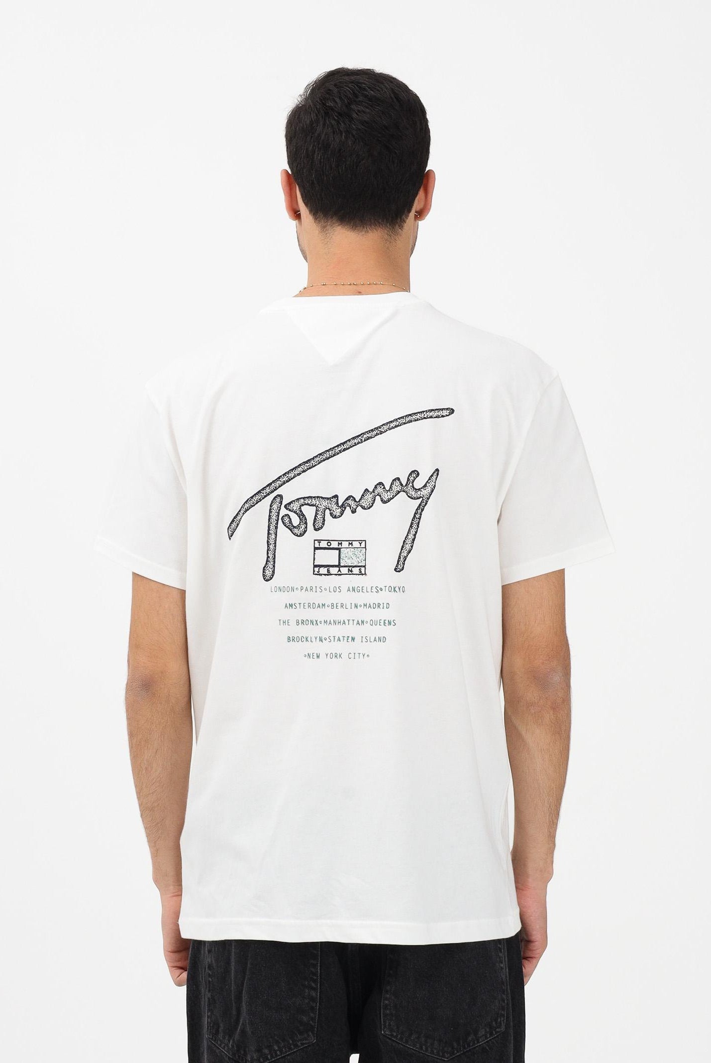 TOMMY JEANS T-shirt a manica corta Signature panna da uomo DM0DM22320 YBL TOMMY JEANS