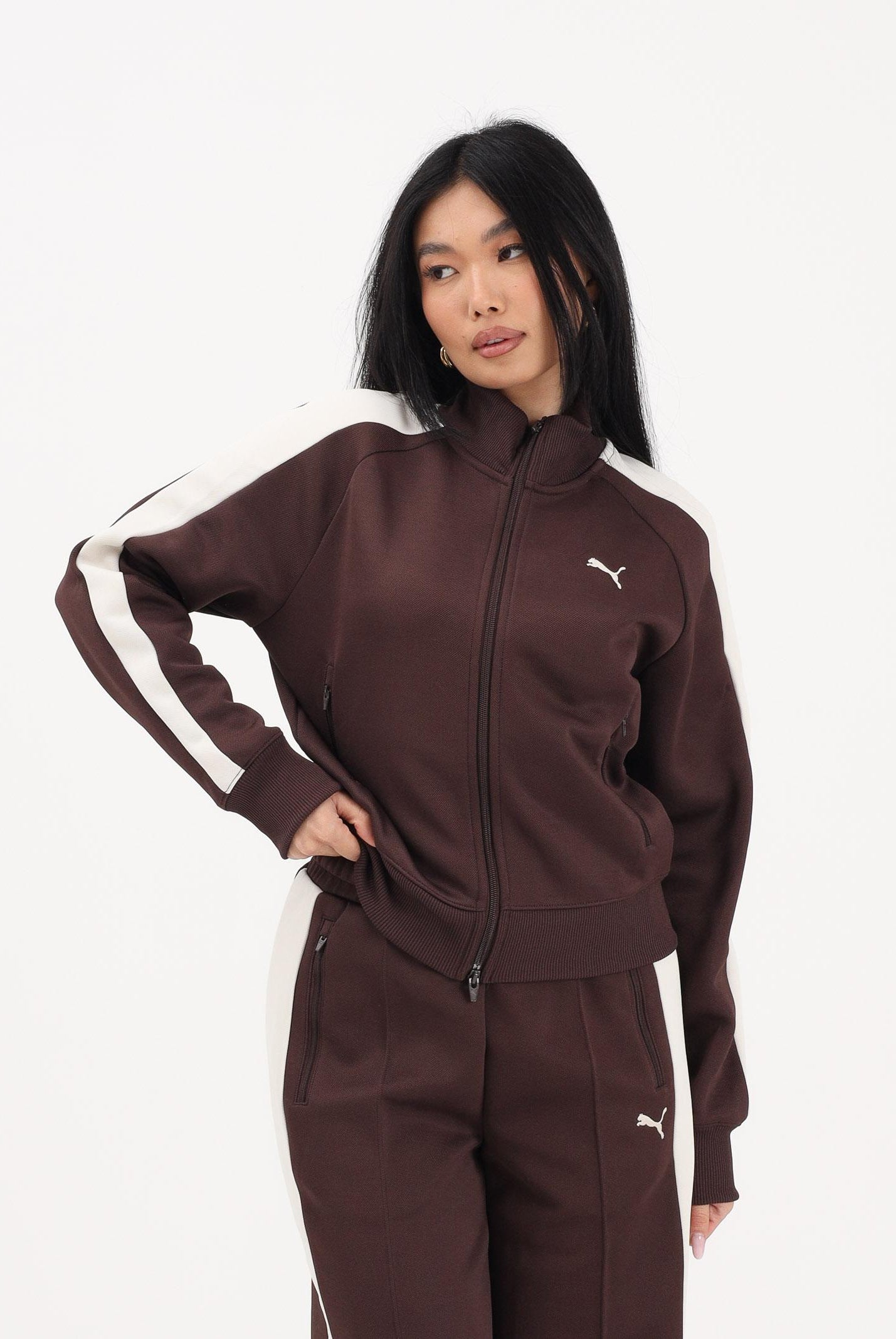 PUMA Felpa con zip T7 ALWAYS ON marrone da donna 629796 31 PUMA