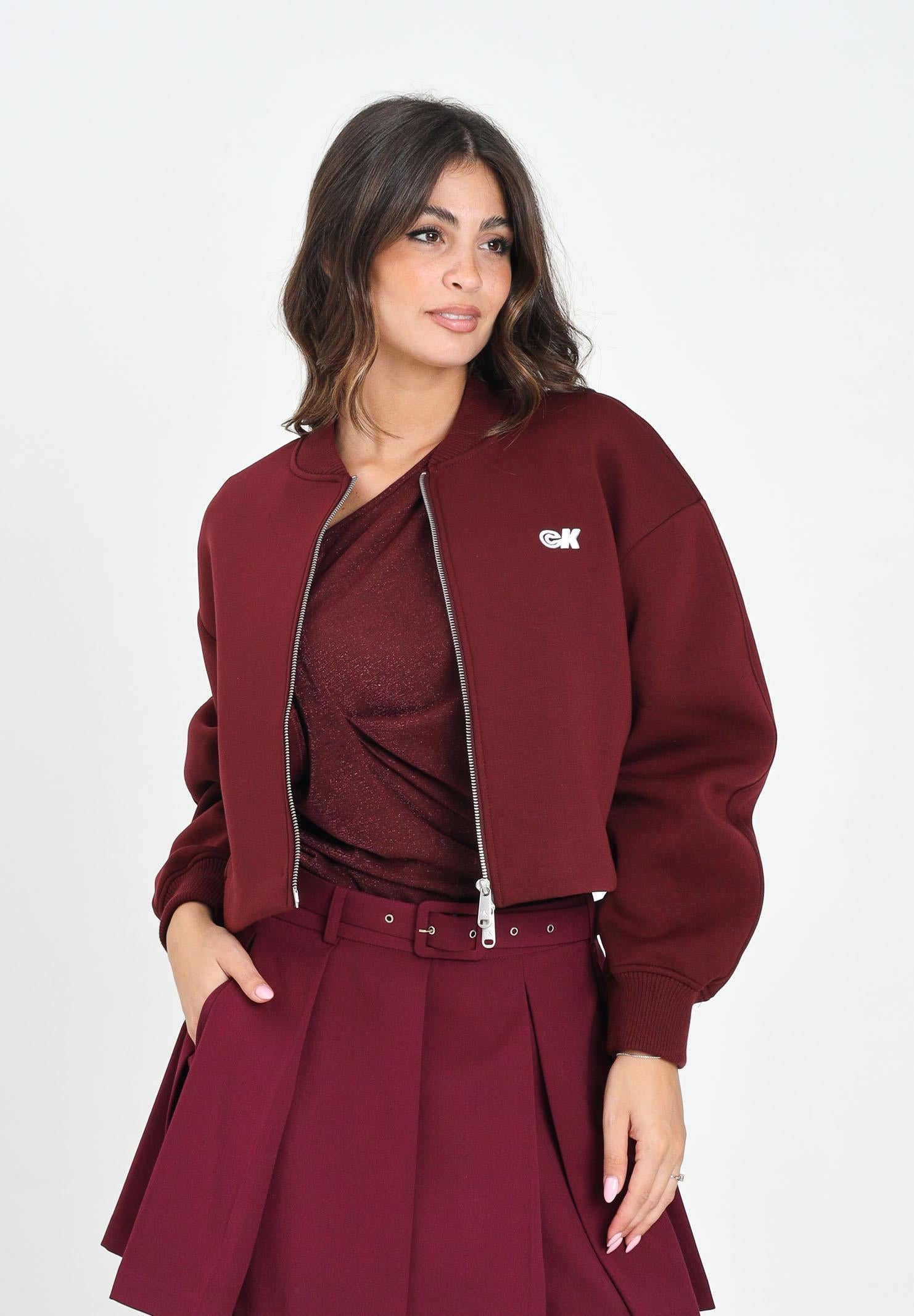 CALVIN KLEIN JEANS Bomber bordeaux da donna con logo LV047C524GVLP CALVIN KLEIN JEANS