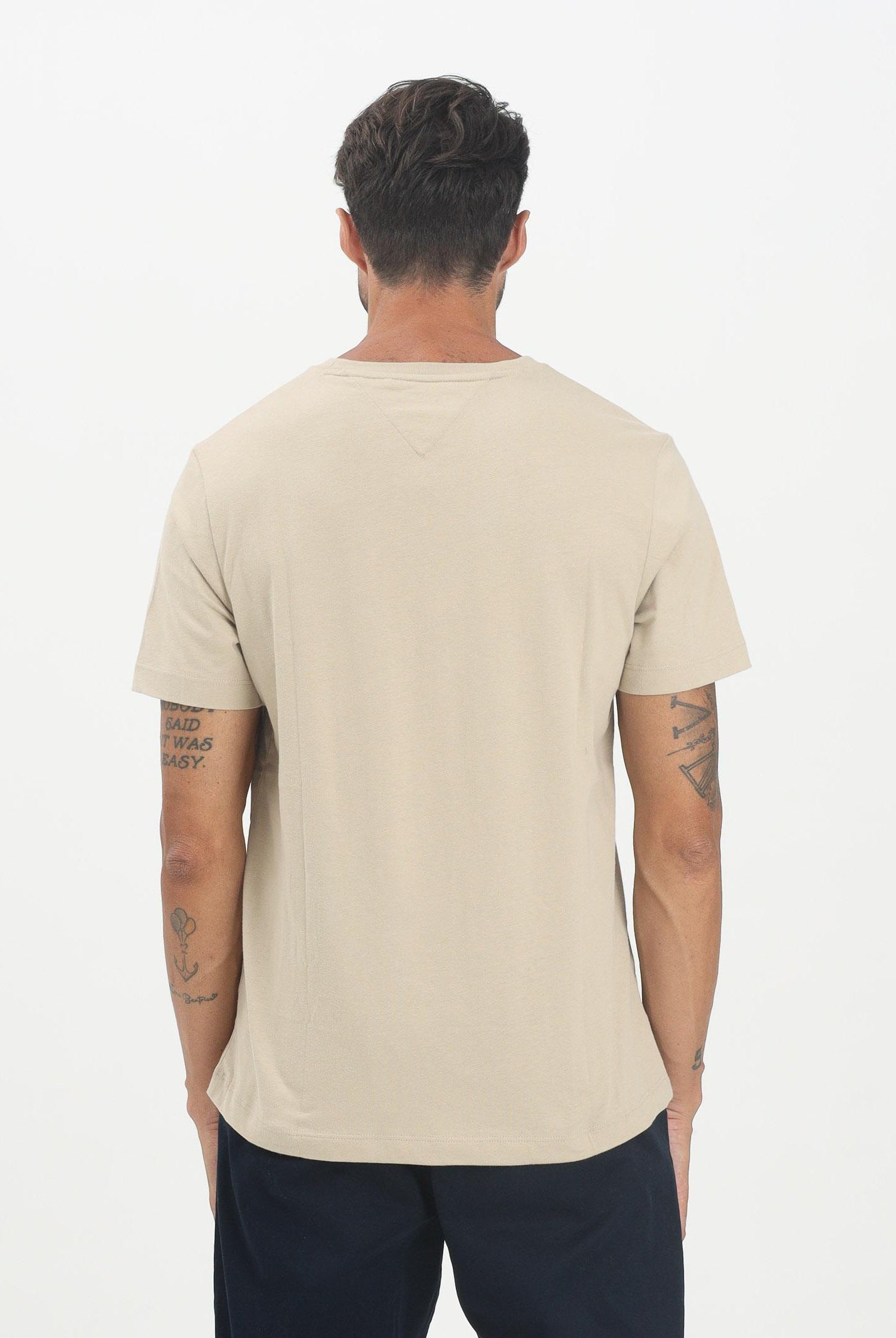 TOMMY HILFIGER T-shirt a manica corta beige da uomo con logo MW0MW39995RBT TOMMY HILFIGER