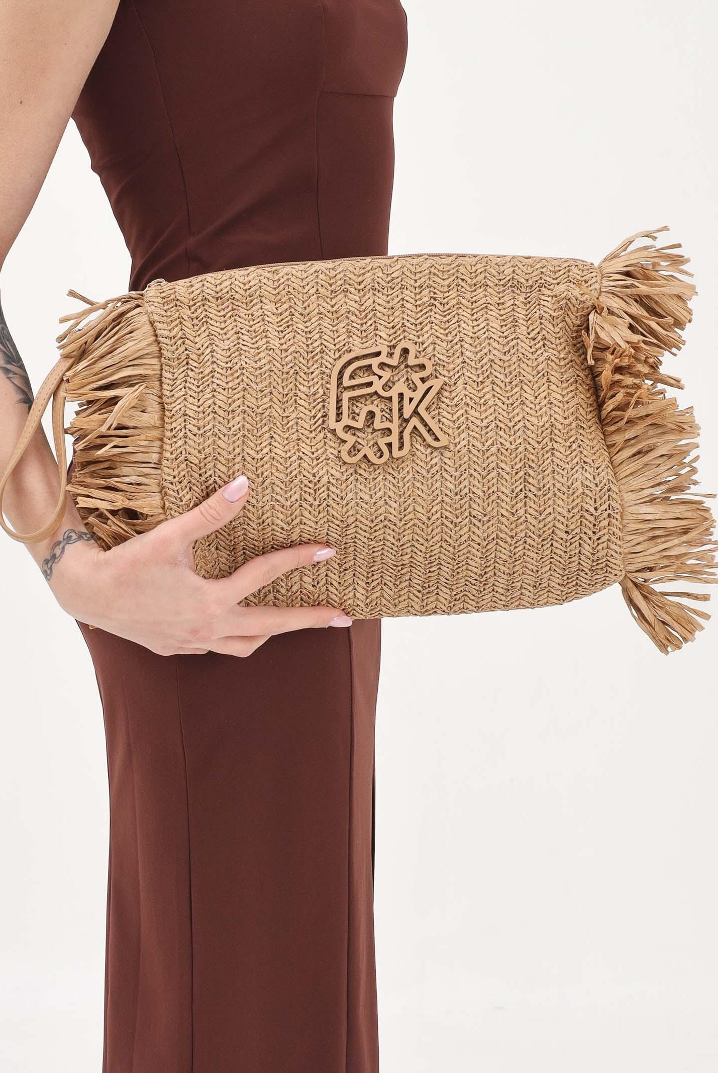 F**K Pochette in rafia beige da donna FA26-SW0050BG . F**K