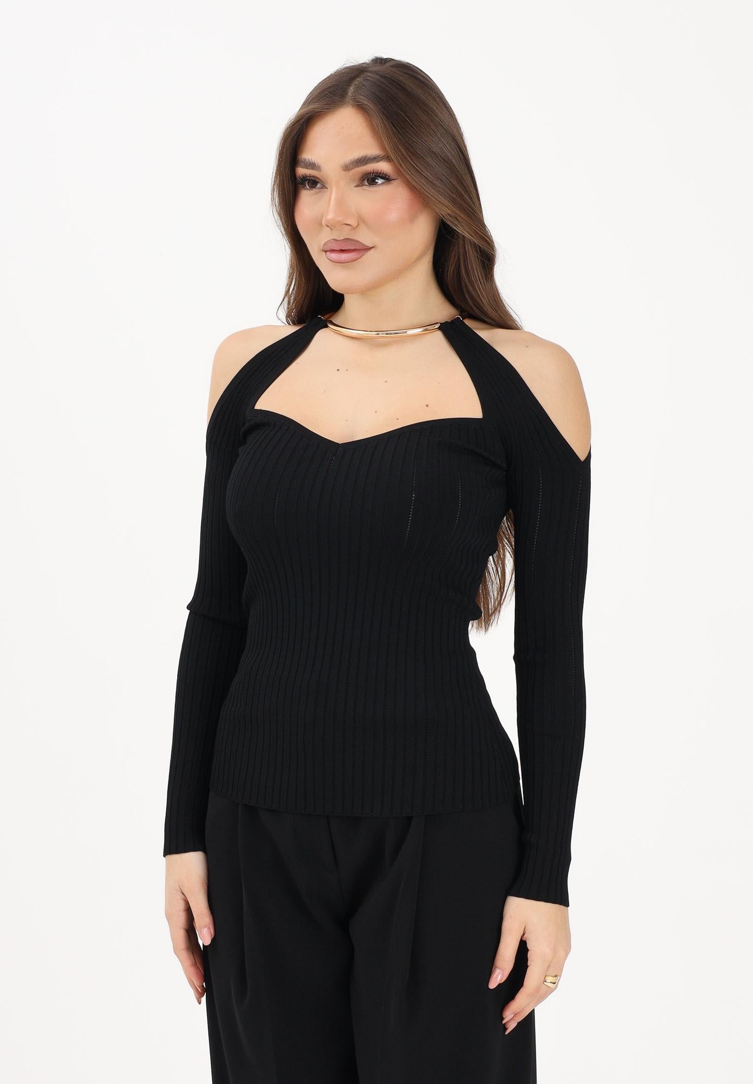 ELISABETTA FRANCHI Maglioncino nero da donna con dettaglio gioiello MK89S61E2 110 ELISABETTA FRANCHI