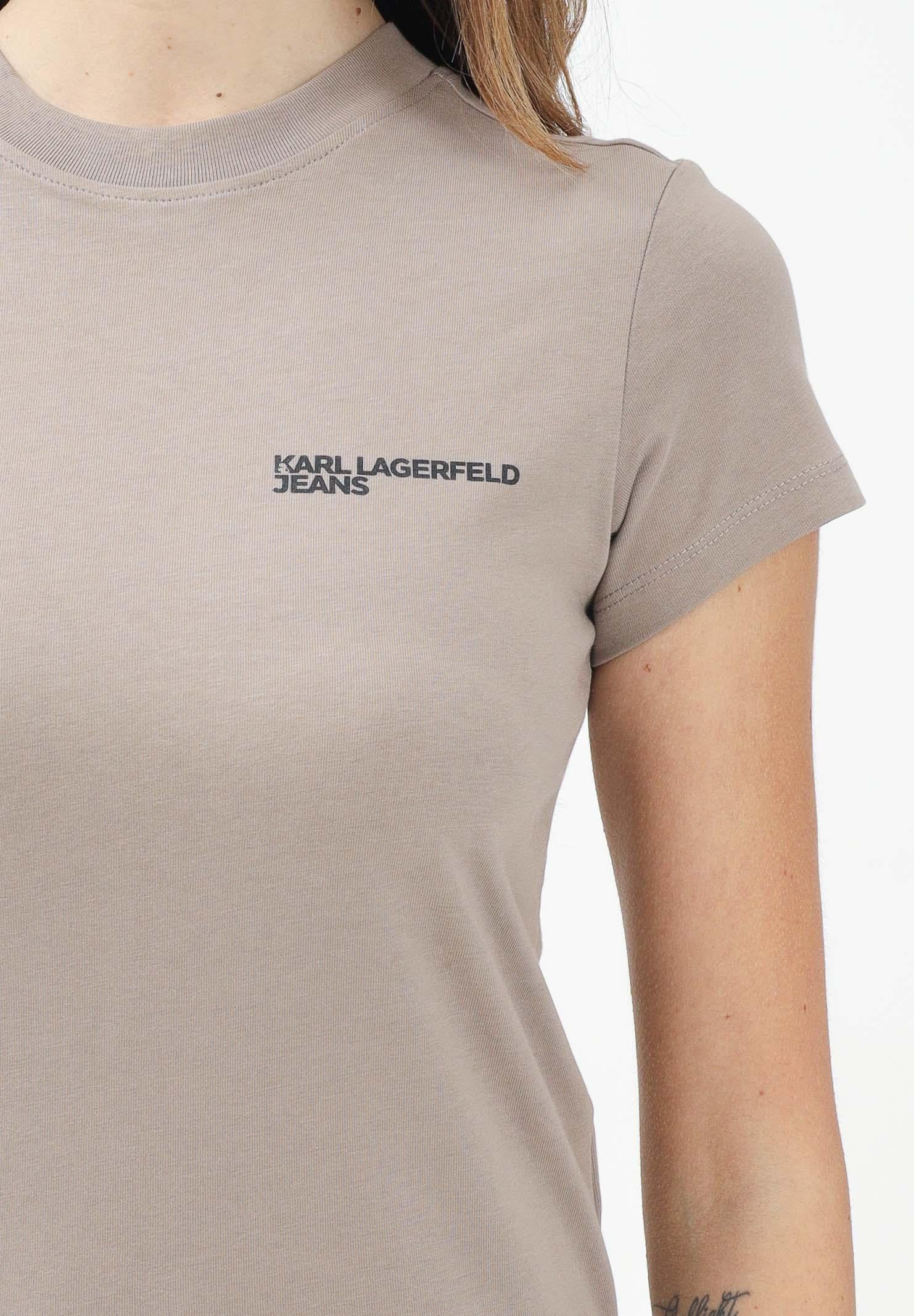 KARL LAGERFELD T-shirt a manica corta beige da donna decorata con il logo "Karl Lagerfeld Jeans" KLA1W17004 1JH KARL LAGERFELD
