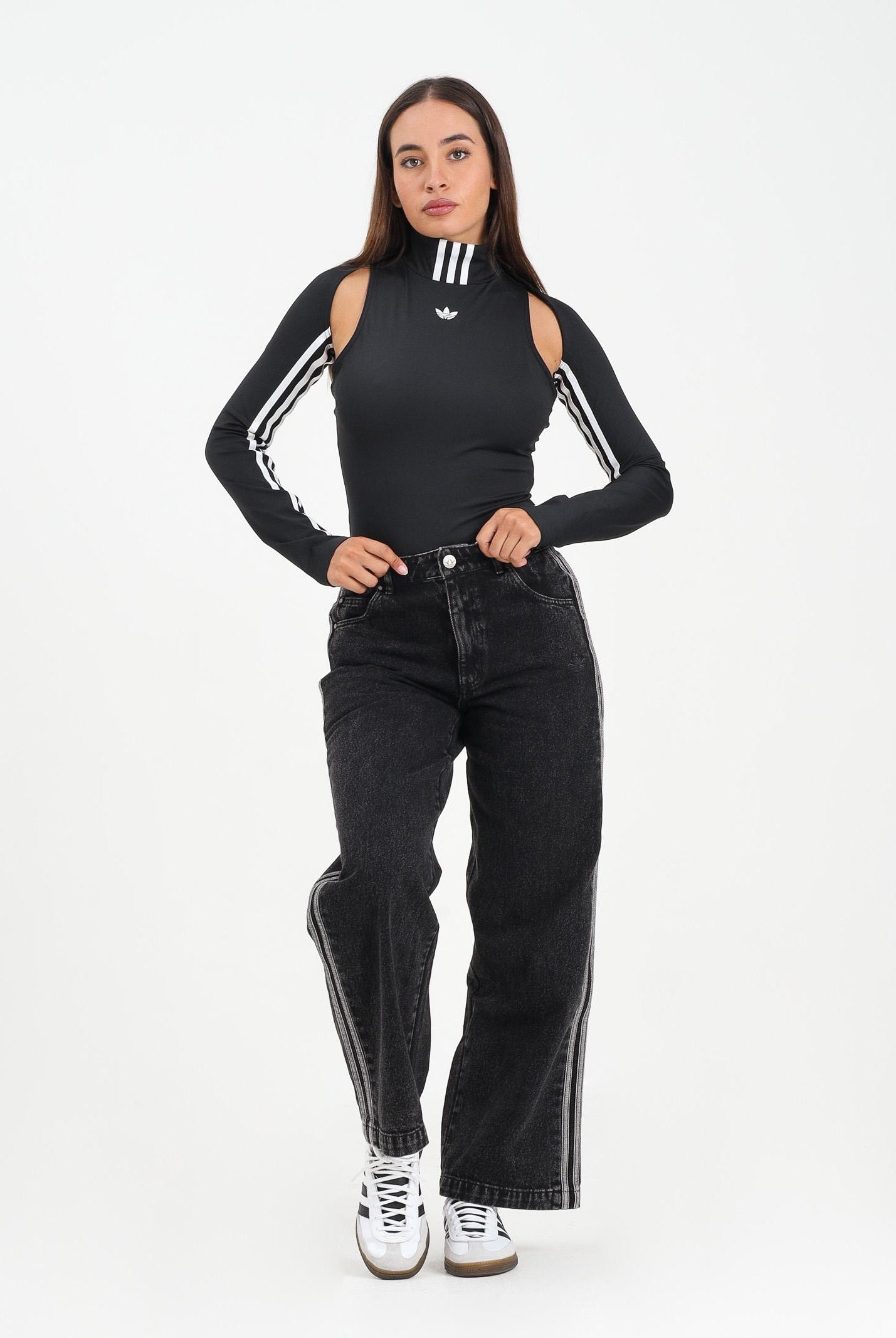 ADIDAS ORIGINALS Jeans adicolor Denim 3-Stripe nero da donna JD3109 . ADIDAS ORIGINALS