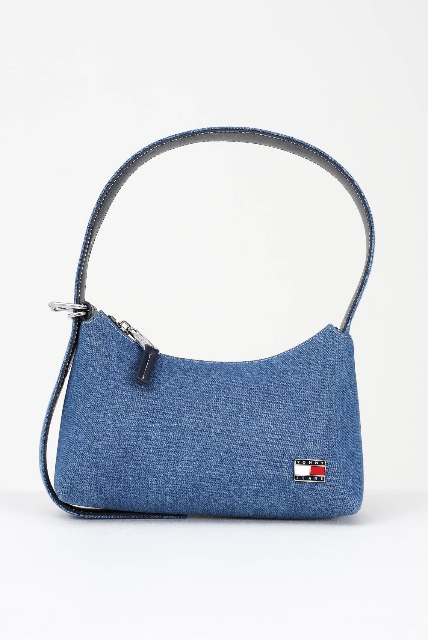 TOMMY JEANS Borsa a spalla in denim blu da donna con logo AW0AW17877 1AF TOMMY JEANS