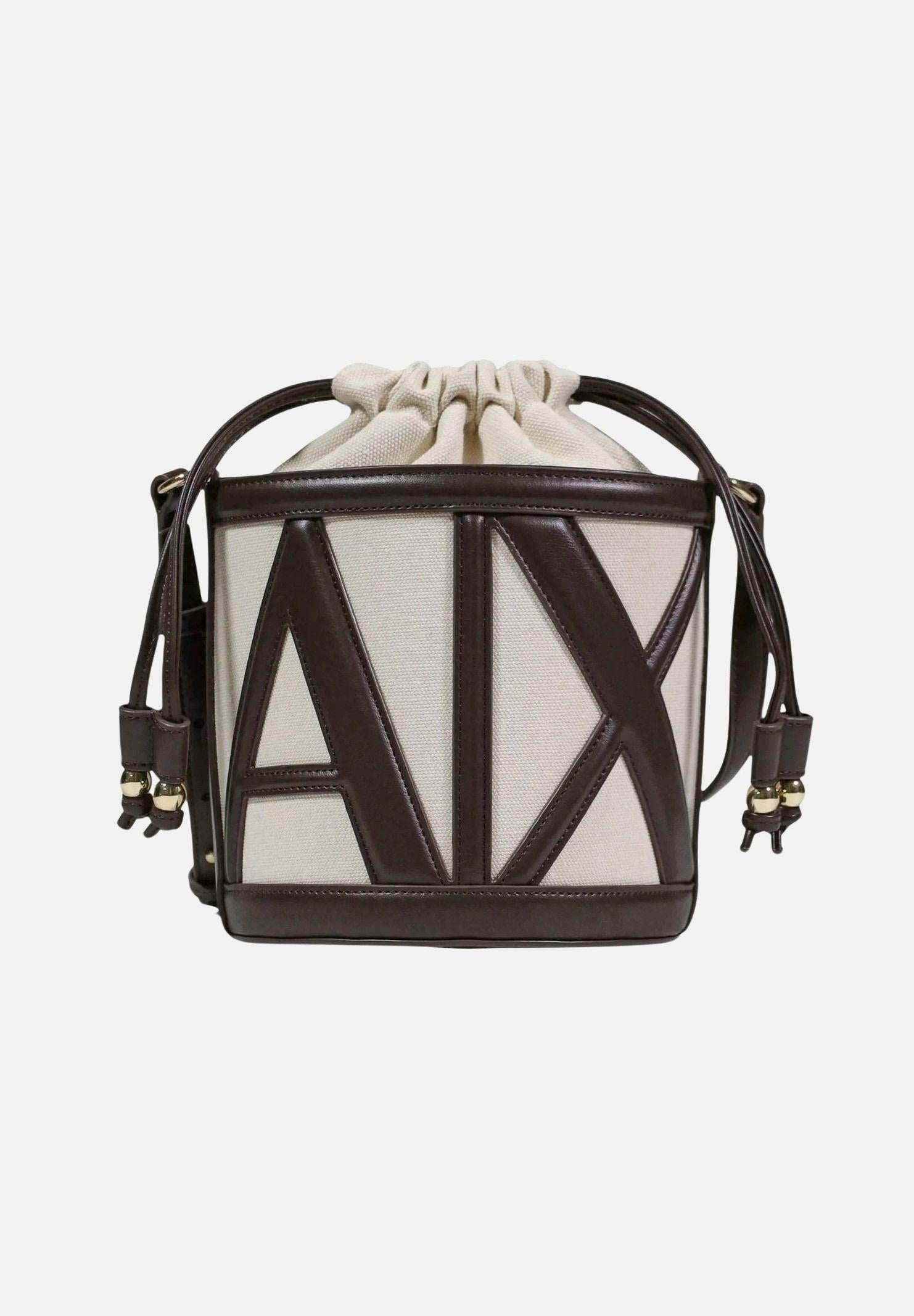 ARMANI EXCHANGE Borsa a tracolla beige e marrone da donna con logo XW002183AF22635 M6262 ARMANI EXCHANGE