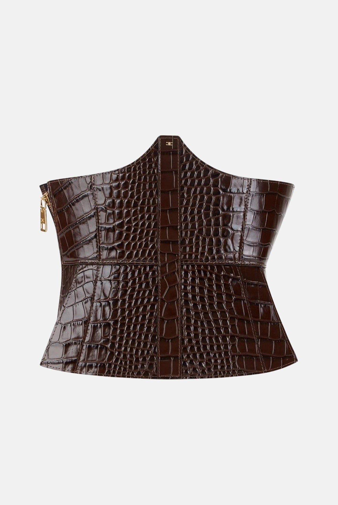 ELISABETTA FRANCHI Cintura bustier marrone da donna con stampa cocco CT83S58E2 EA3 ELISABETTA FRANCHI