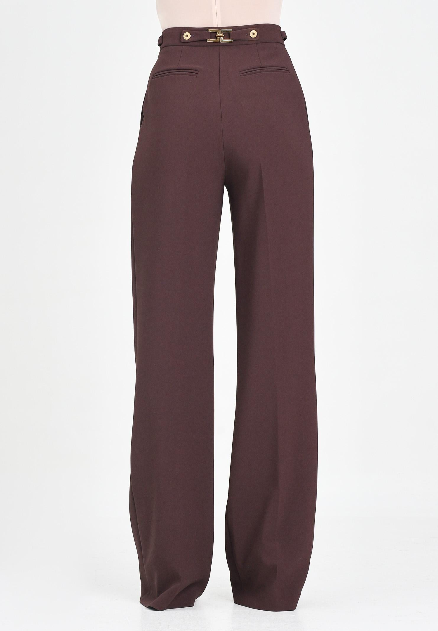 ELISABETTA FRANCHI Pantalone elegante bordeaux da donna con accessorio gioiello PA09956E2 EA4 ELISABETTA FRANCHI